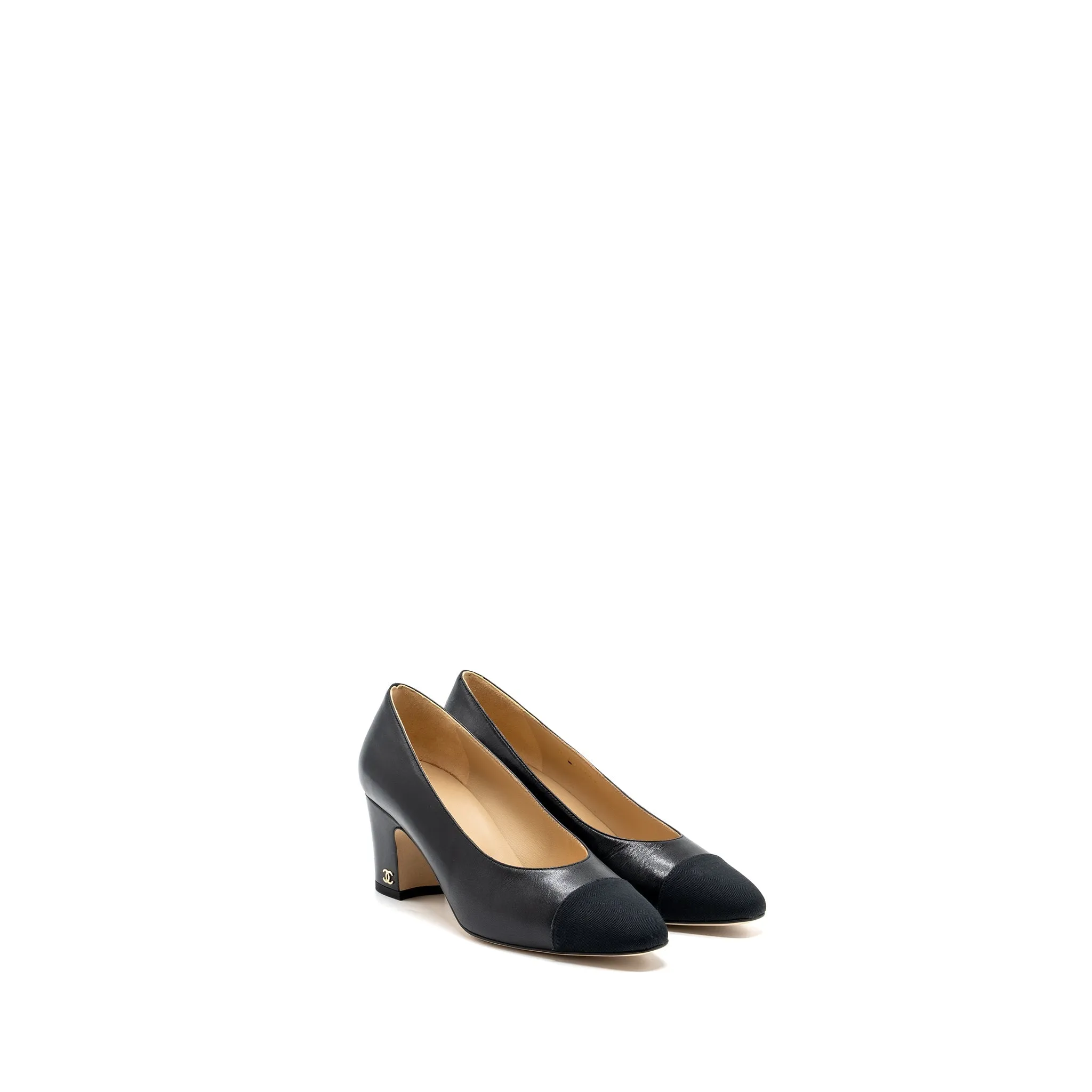 Abrasion resistant Chanel Size 36.5 Heels Leather/ Fabric Black