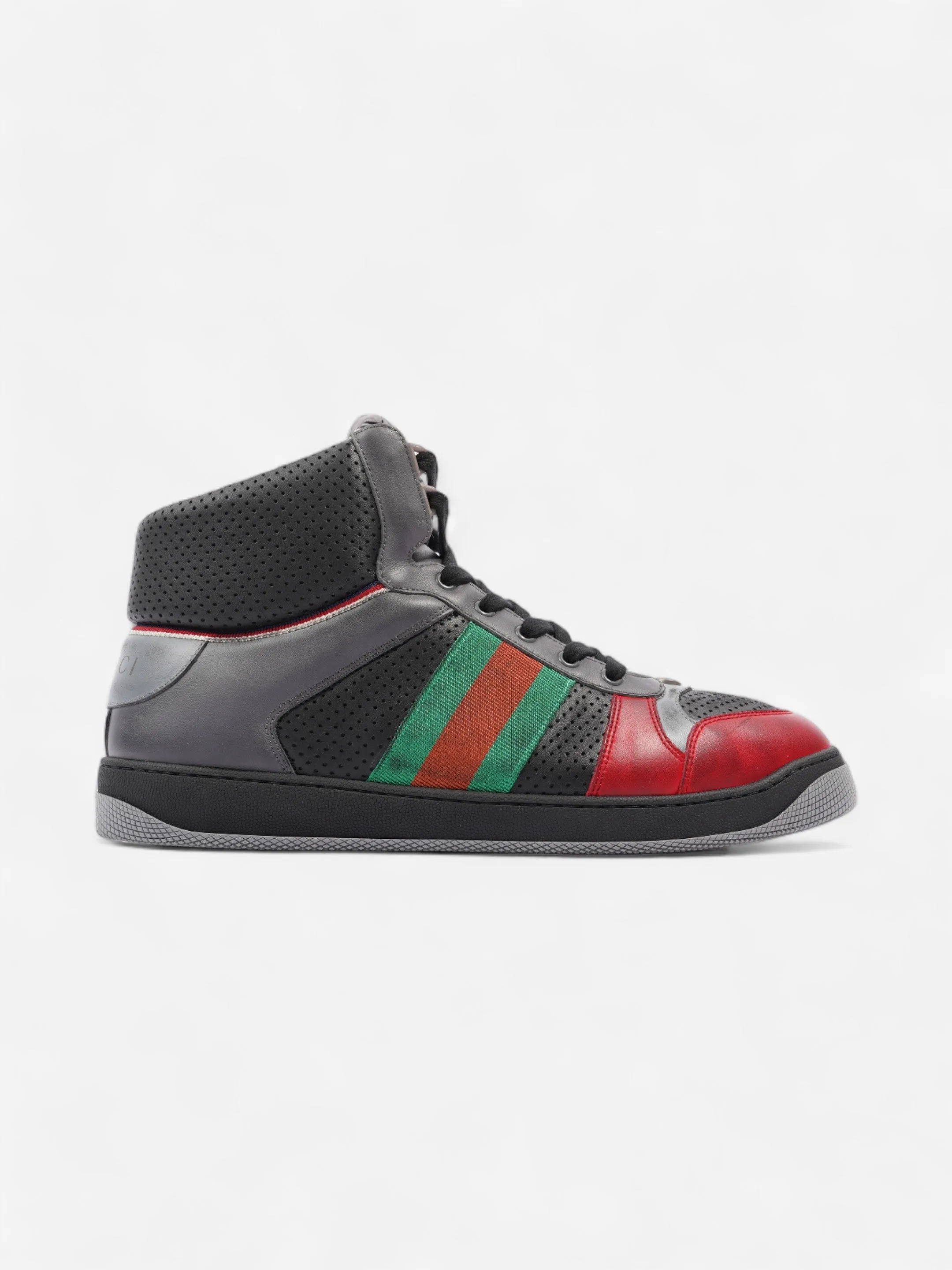 Active Motion Gucci Screener Sneaker Grey / Red / Green Leather EU 46 UK 12