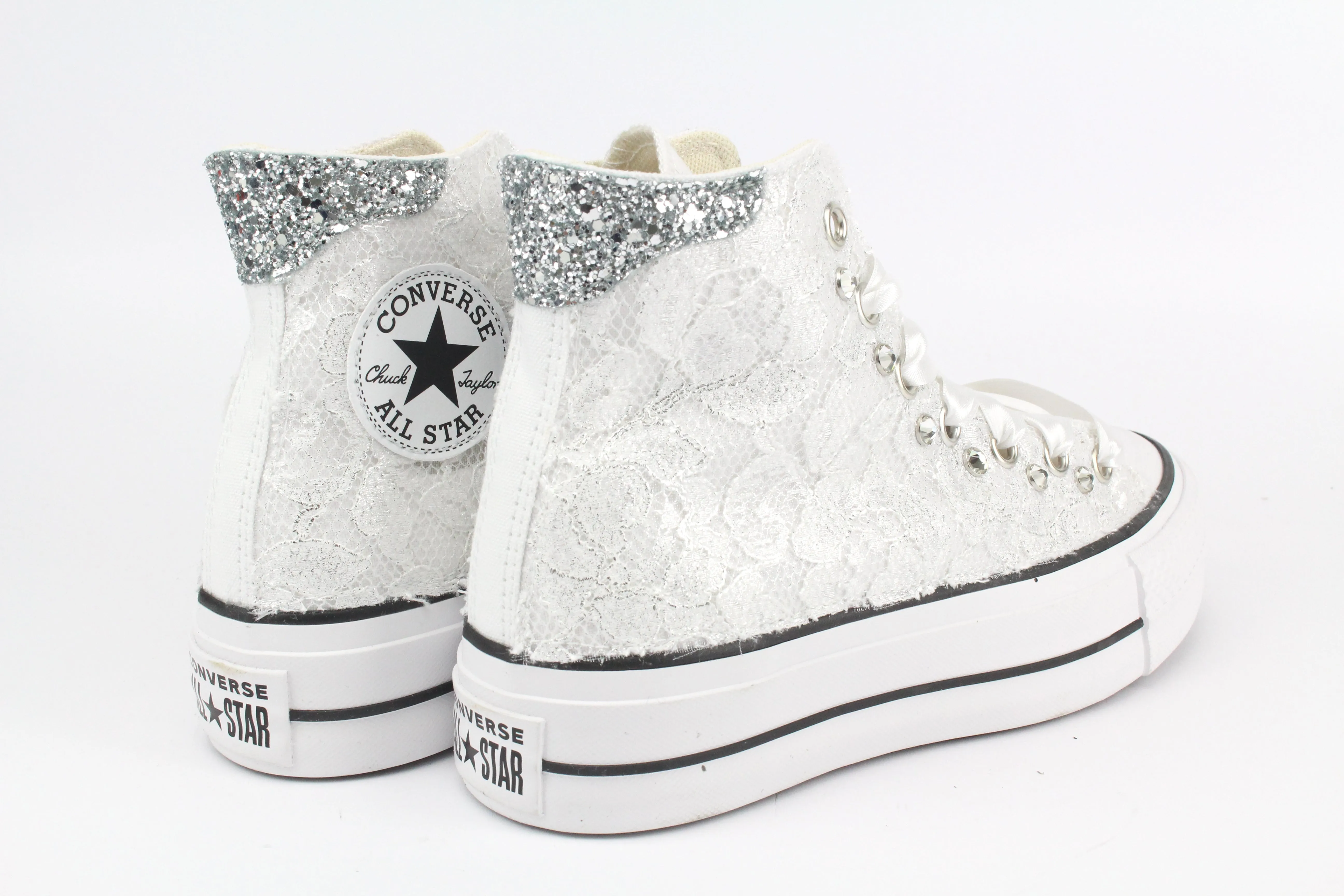 Active Trend Converse All Star Platform Pizzo Argento & Strass