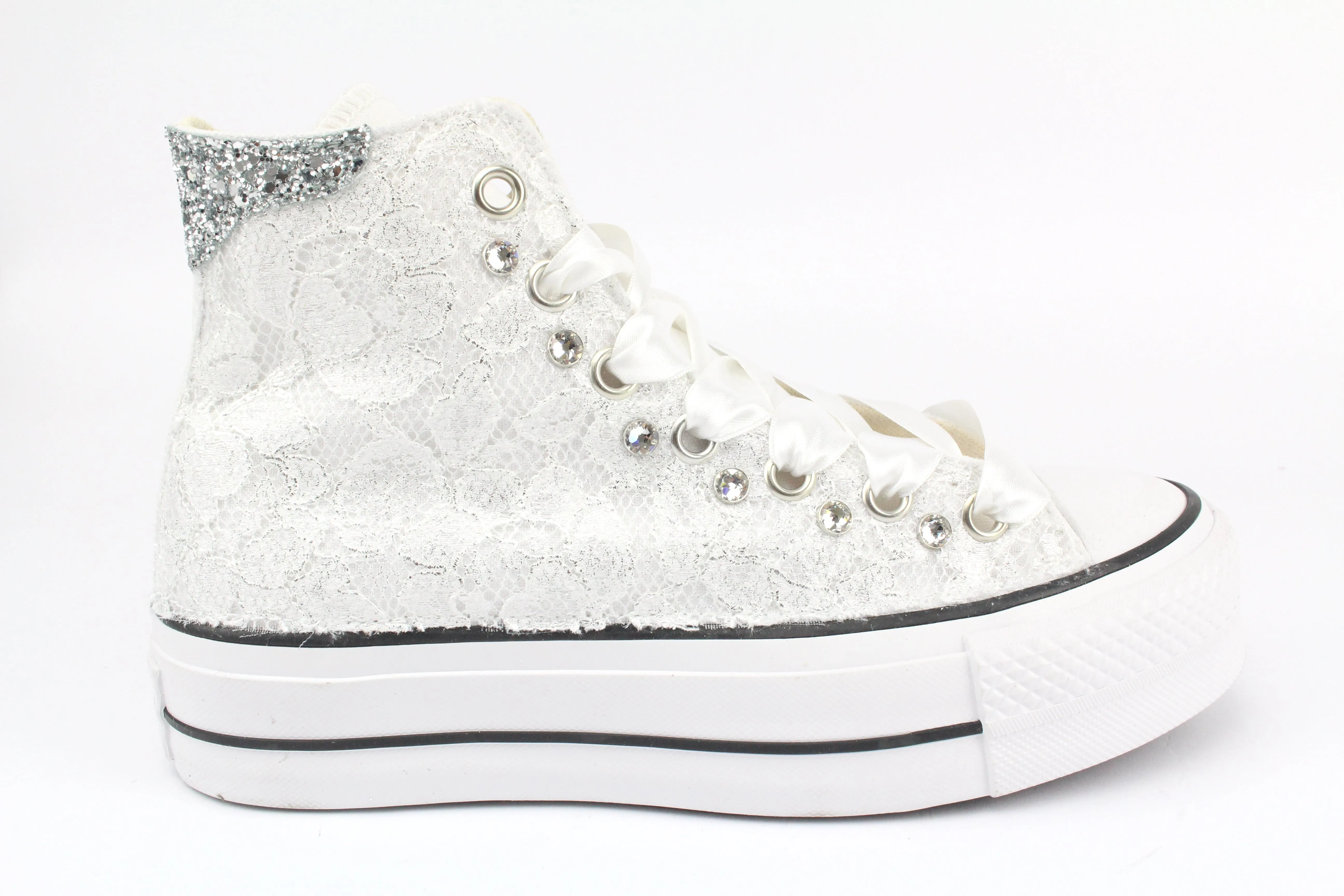 Converse All Star Platform Pizzo Argento & Strass Street Fashioned