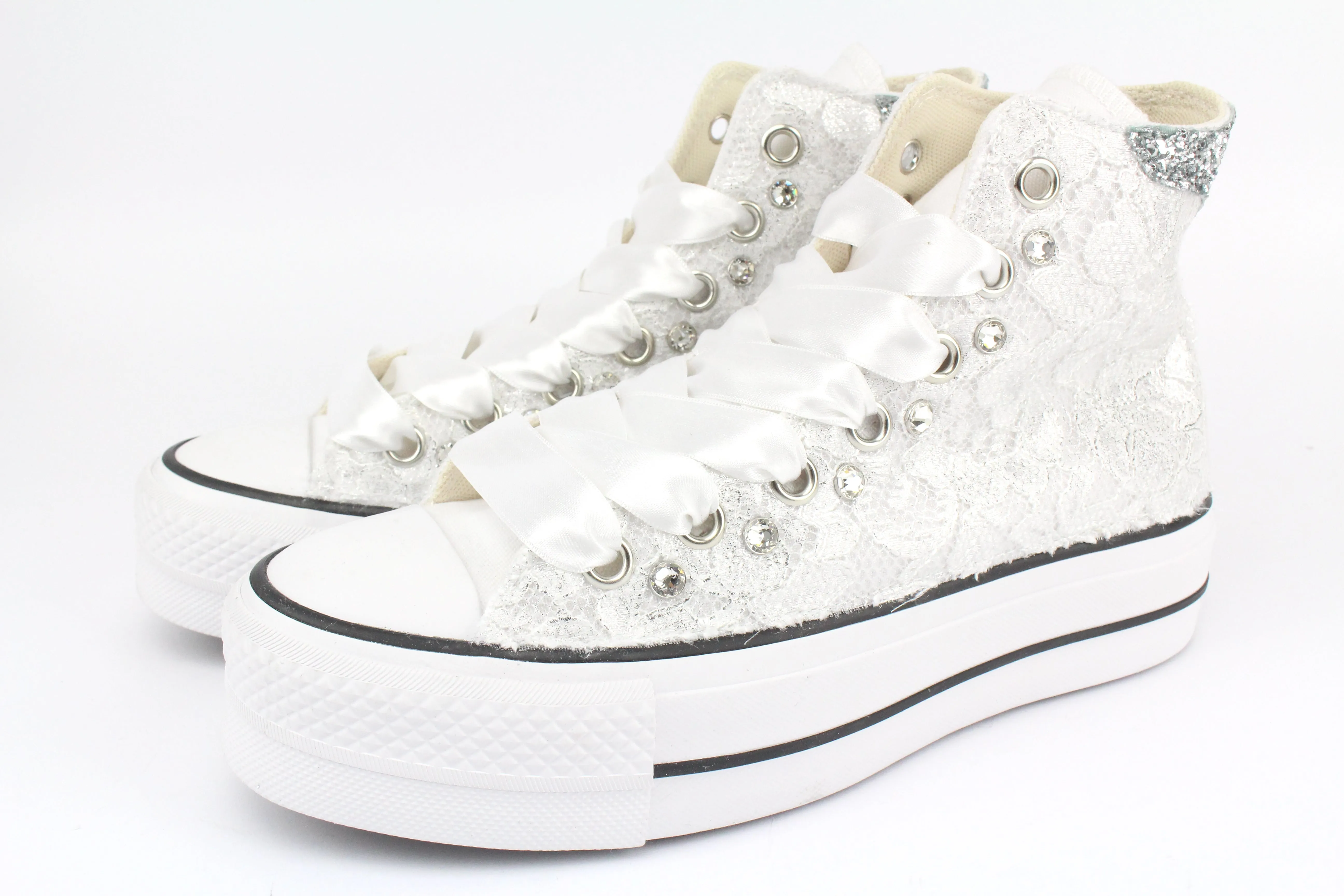 Active Trend Converse All Star Platform Pizzo Argento & Strass