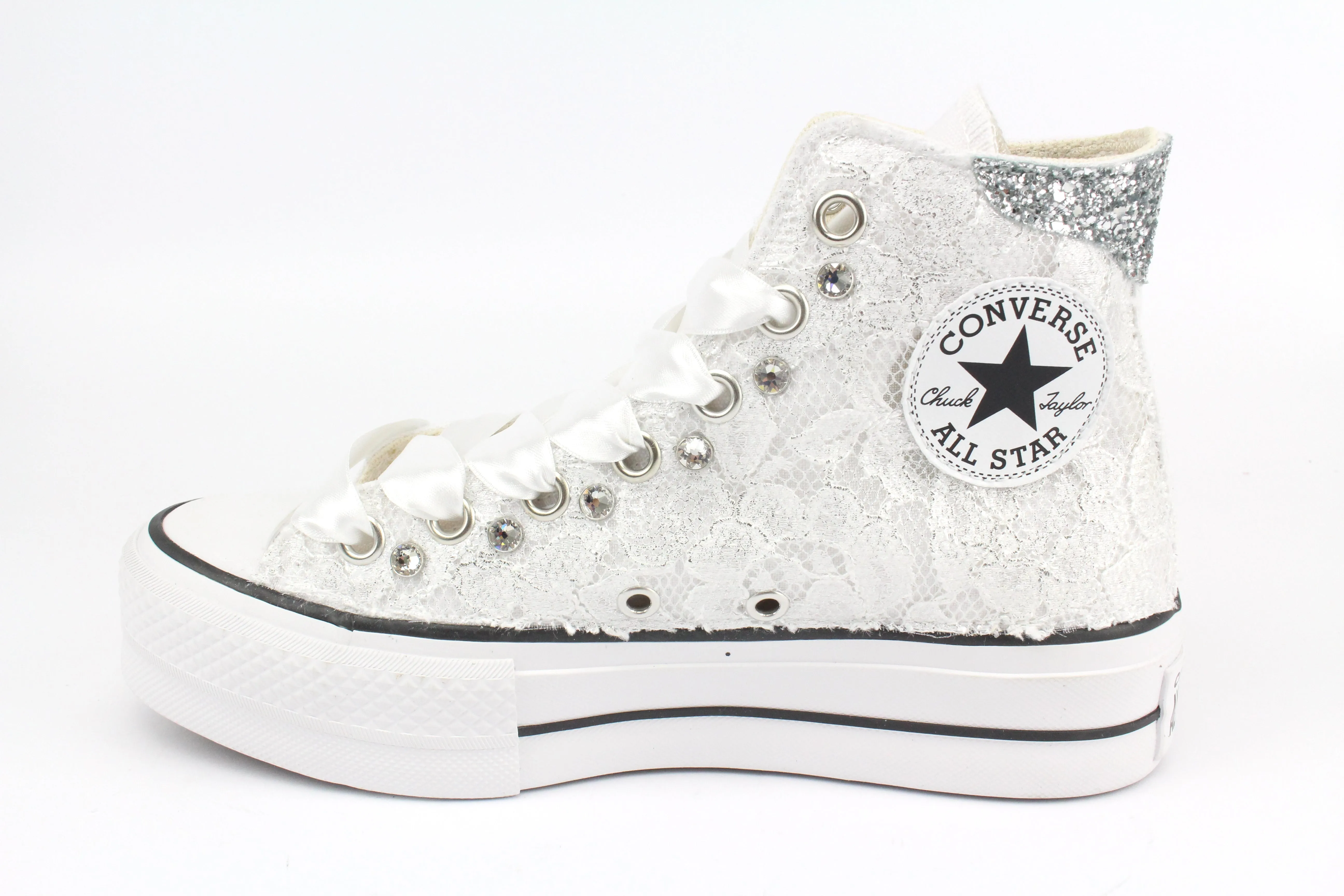 Active Trend Converse All Star Platform Pizzo Argento & Strass