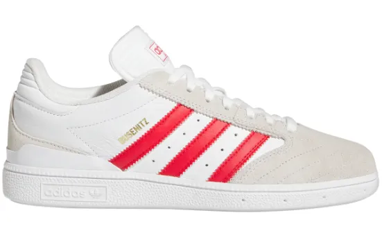 Adidas Busenitz Shoe - White/Scarlet Streamlined silhouette