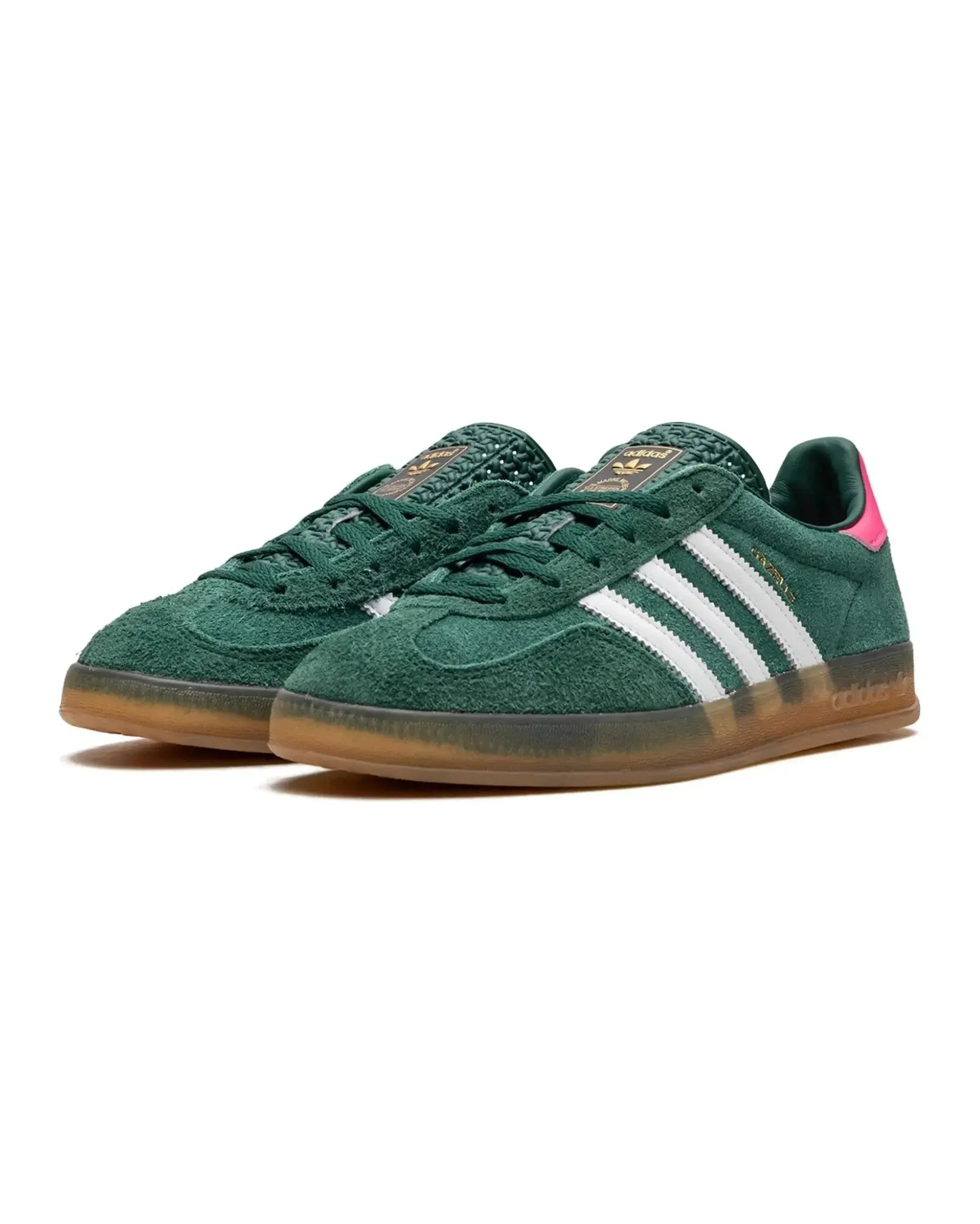 Adidas Gazelle Indoor Collegiate Green Lucid Pink Canvas Upper