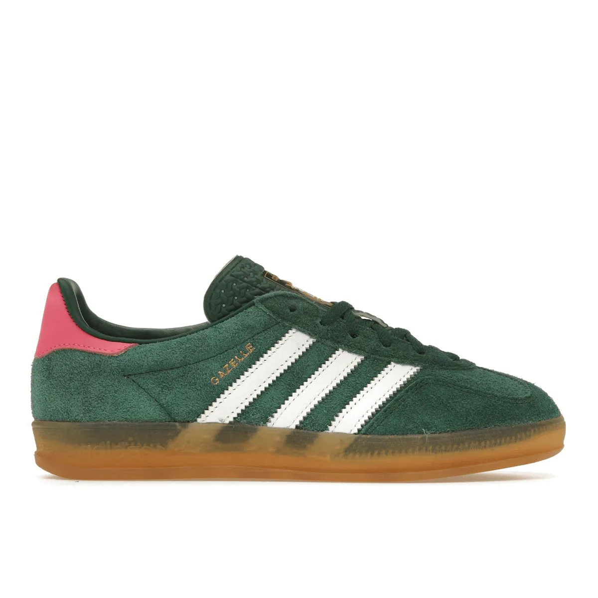 Adidas Gazelle Indoor Collegiate Green Lucid Pink Canvas Upper