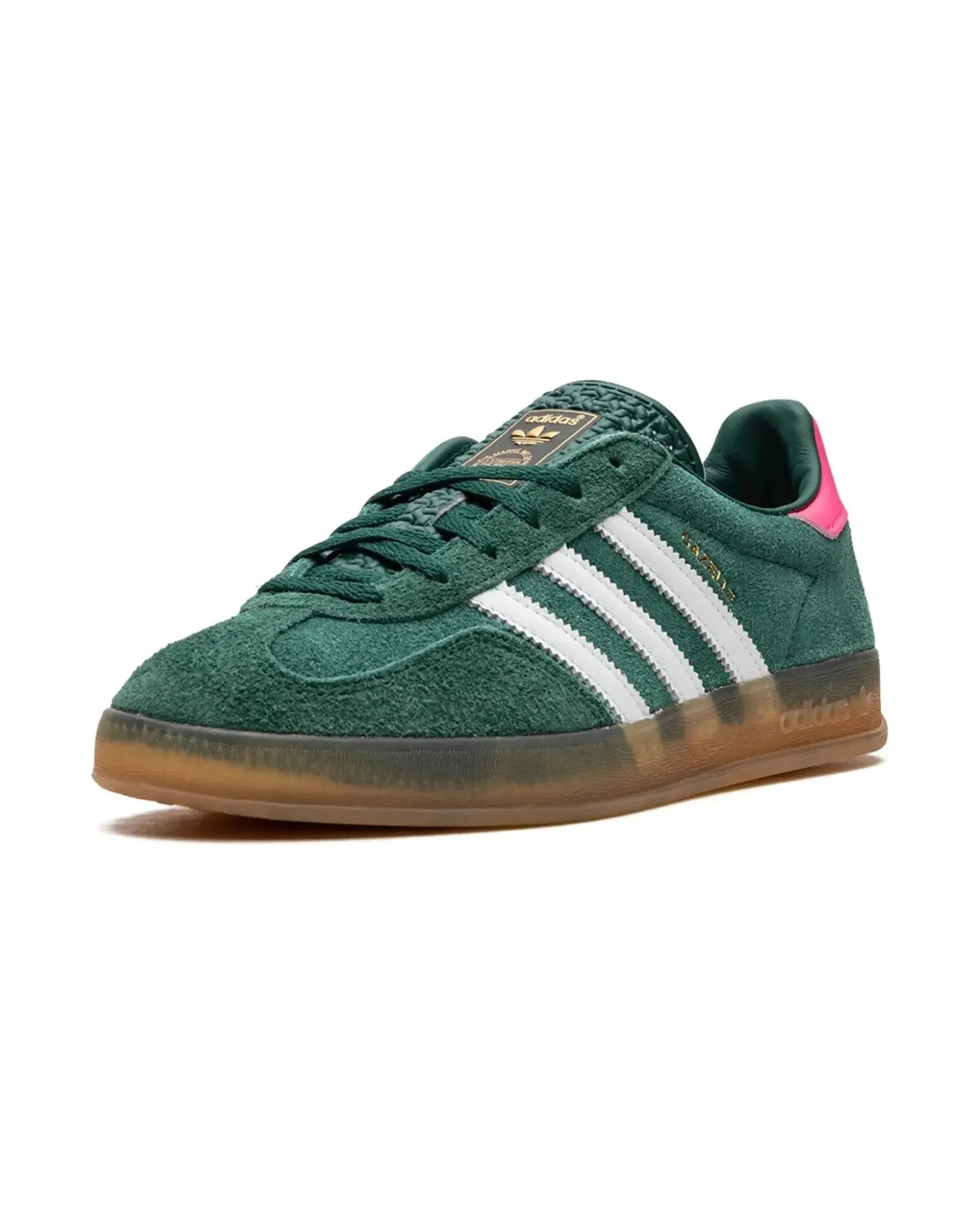 Adidas Gazelle Indoor Collegiate Green Lucid Pink Canvas Upper