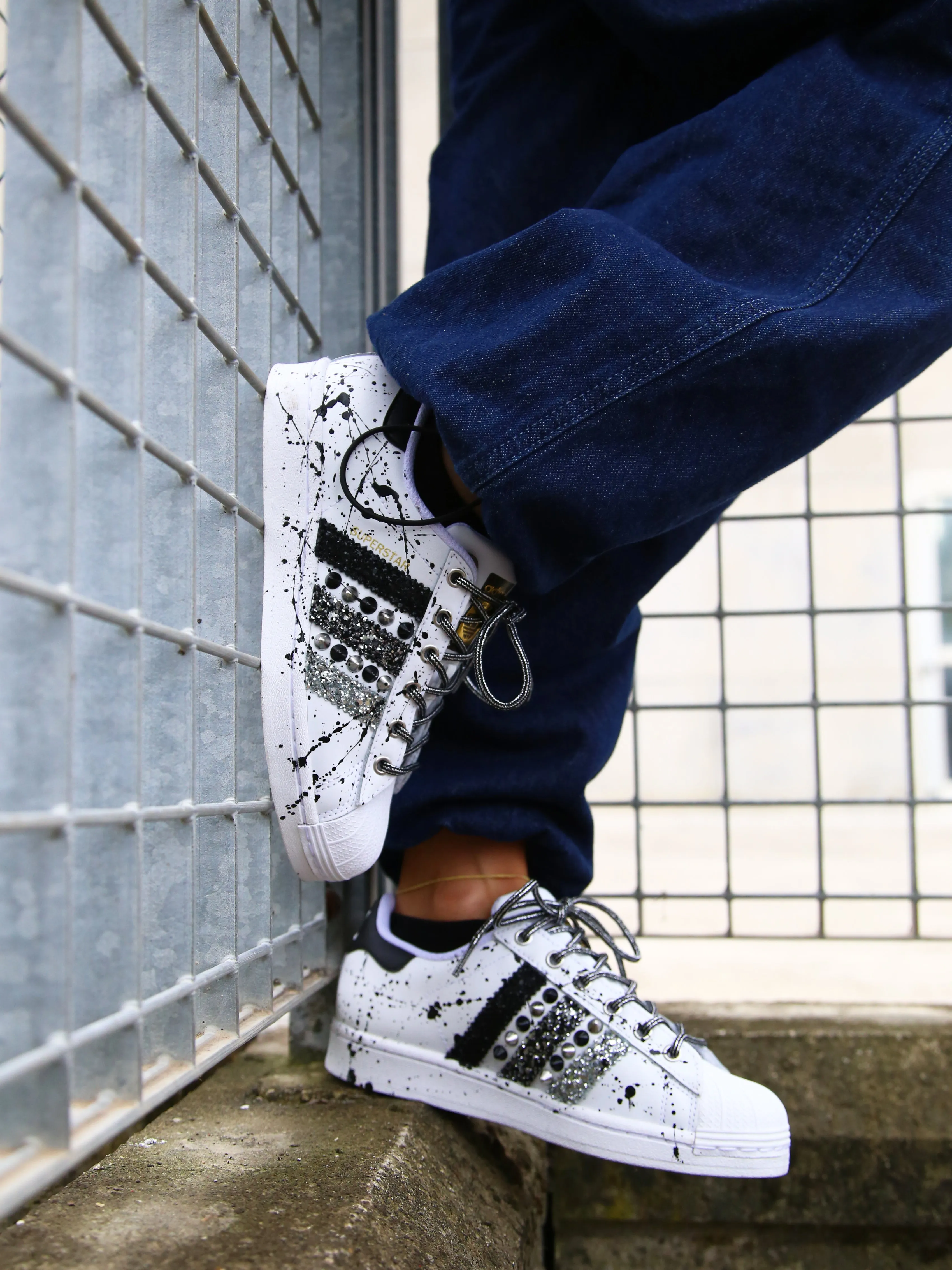 Adidas Superstar Glitter Borchie & Vernice Relaxed Fit Shoes