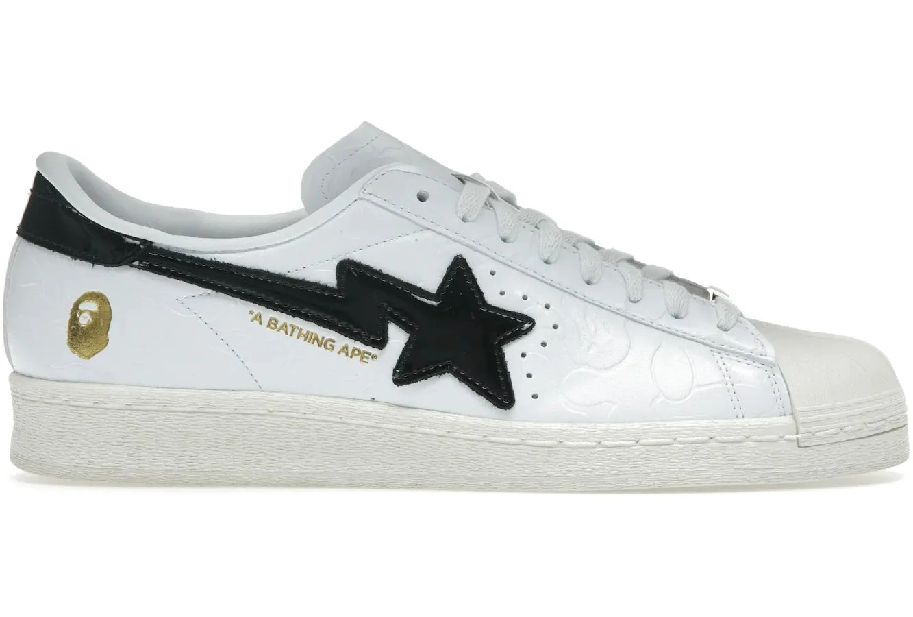 Adidas Superstar Vintage Bape White Black Quick Prime