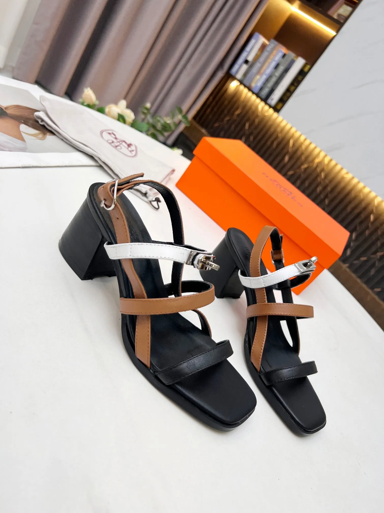 Adjustable Wedges New Hermes HIGH HEELS 034
