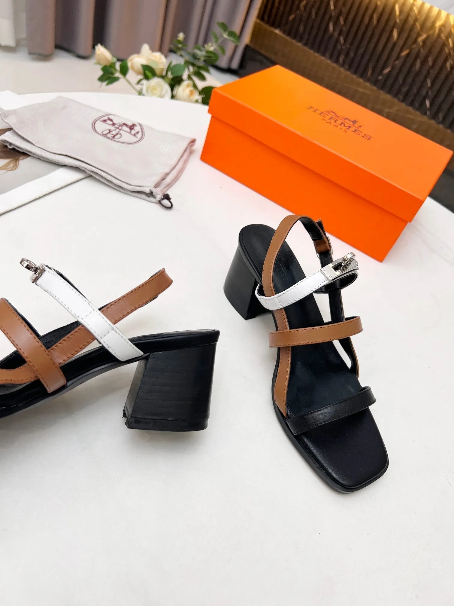 Adjustable Wedges New Hermes HIGH HEELS 034