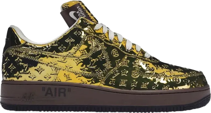 Daily Fashion Lightweight Walk AF1 x OW by Virgil - Metallic Gold Black Customs