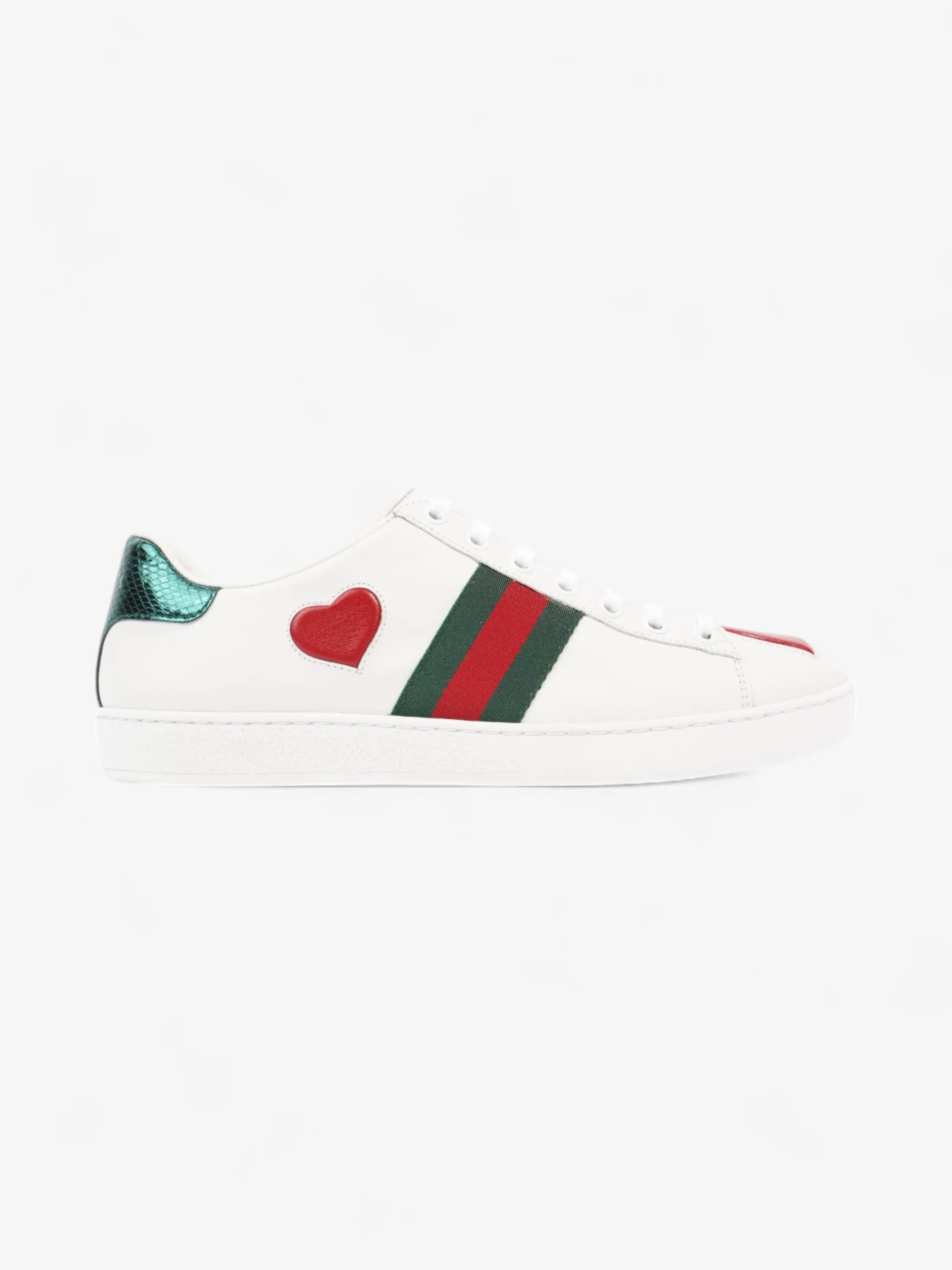 Air Control Gucci Ace Sneakers with Hearts White / Red / Green Leather EU 38.5 UK 5.5