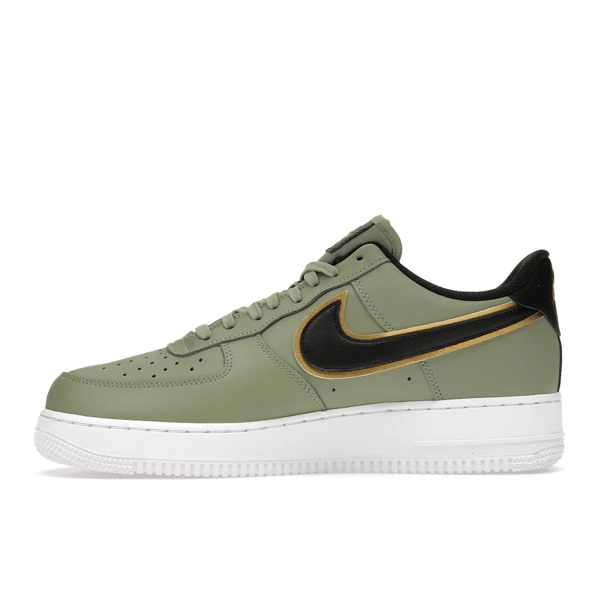 Air Force 1 Double Swoosh Olive Gold Black Light Vibe