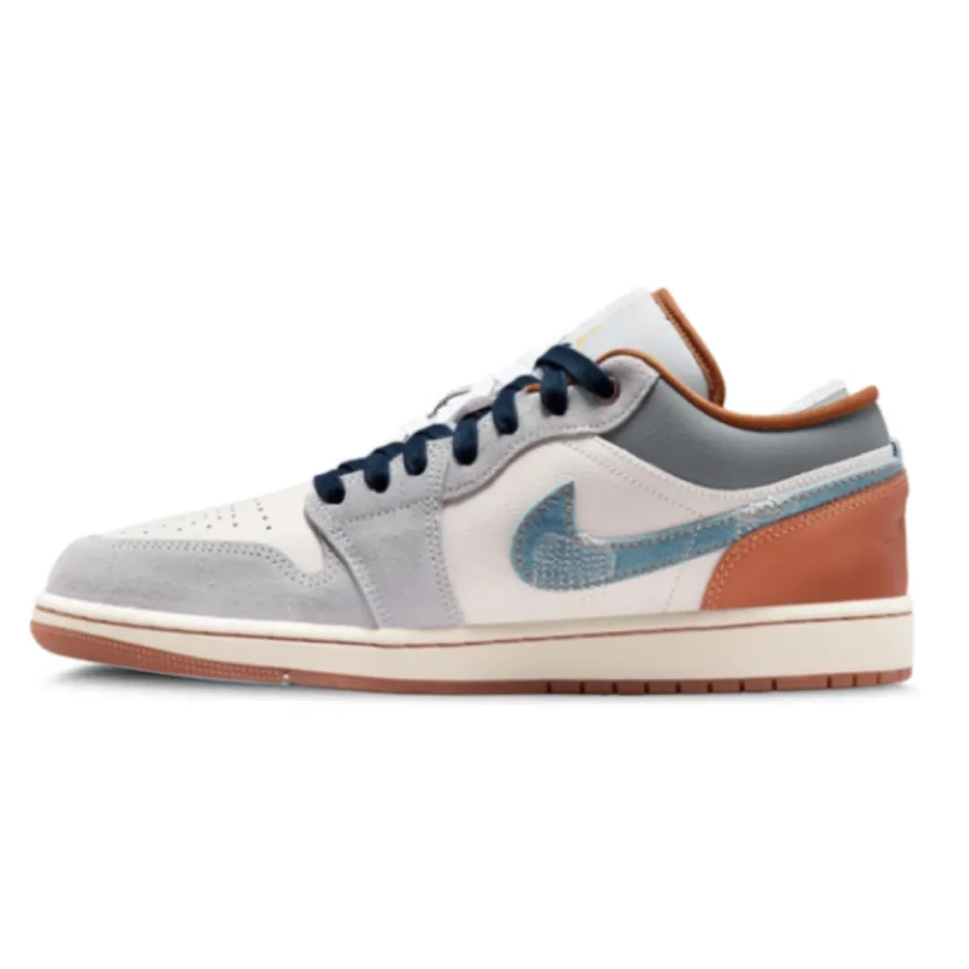 Lightweight Upper Supportive Heel Air Jordan 1 Low Phantom Repaired Denim Swoosh