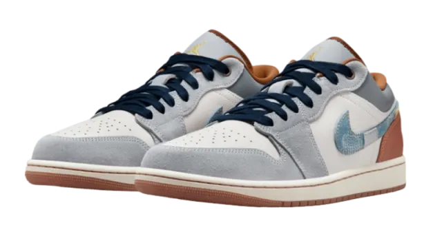 Air Jordan 1 Low Phantom Repaired Denim Swoosh Casual grip