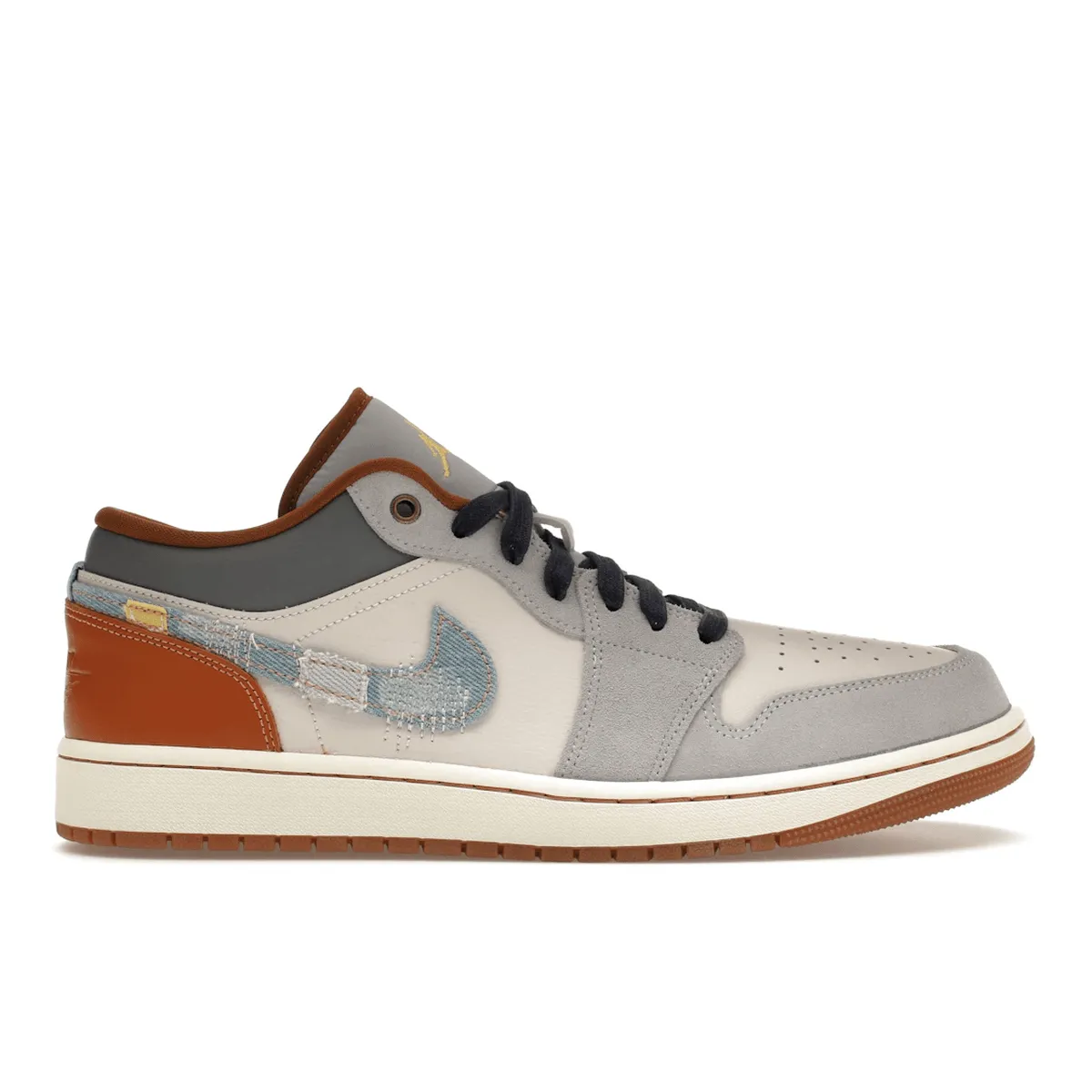 Air Jordan 1 Low SE Phantom Repaired Denim Swoosh Comfort Fit Socks Maximum Grip