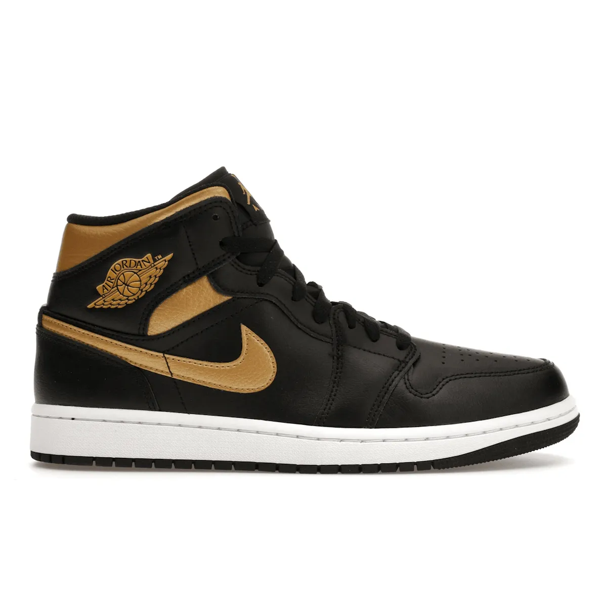 Air Jordan 1 Mid Black Metallic Gold Soft Material