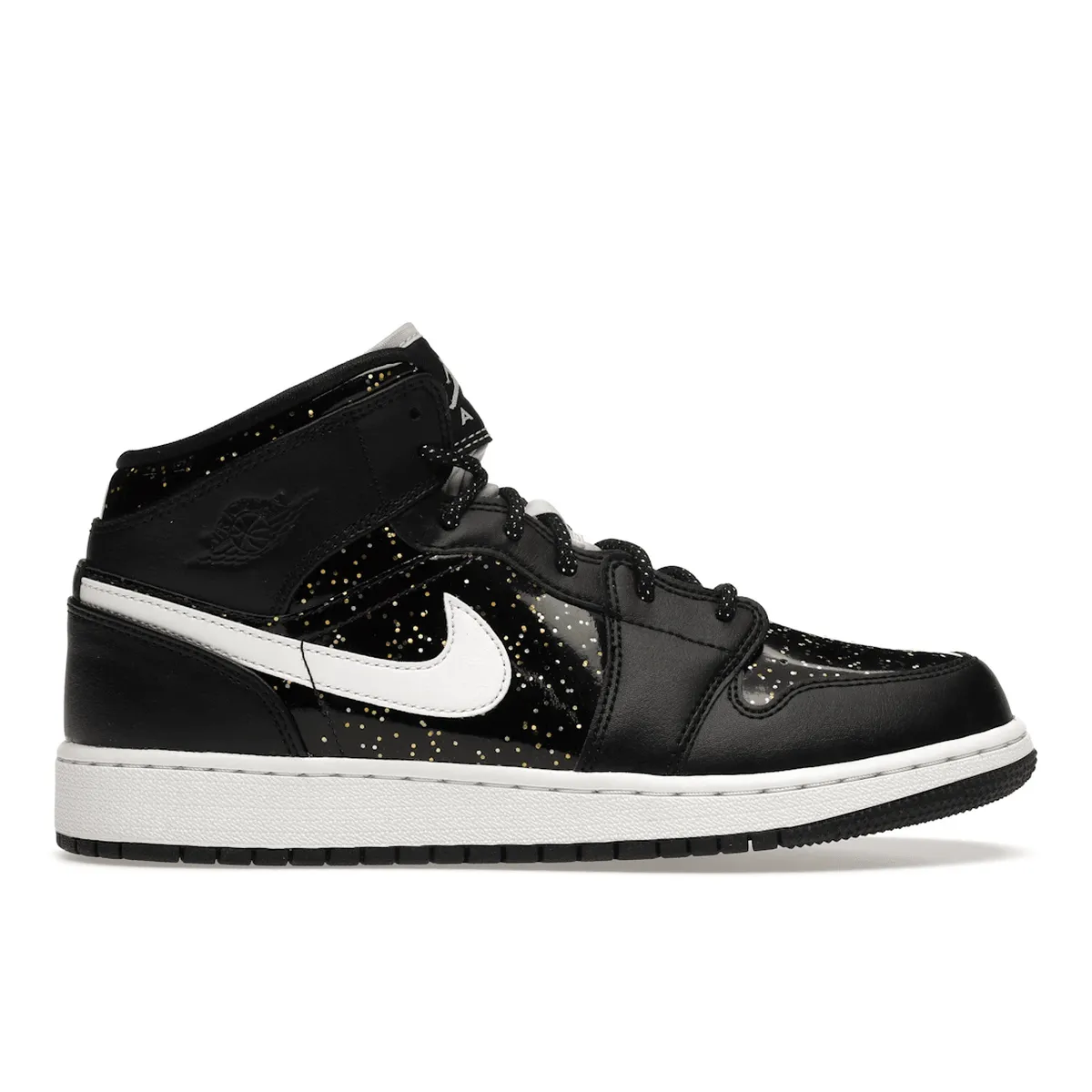 Air Jordan 1 Mid Black Speckle Sneakers Flat Sole