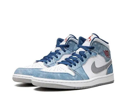 Air Jordan 1 Mid French Blue Fire Red Road Tested