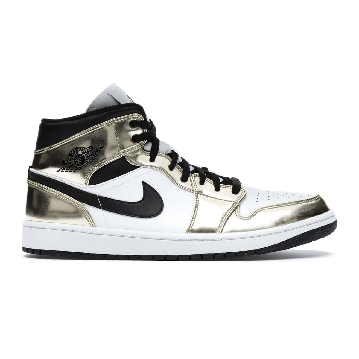 Air Jordan 1 Mid Metallic Gold Black White Multi Fit Shape