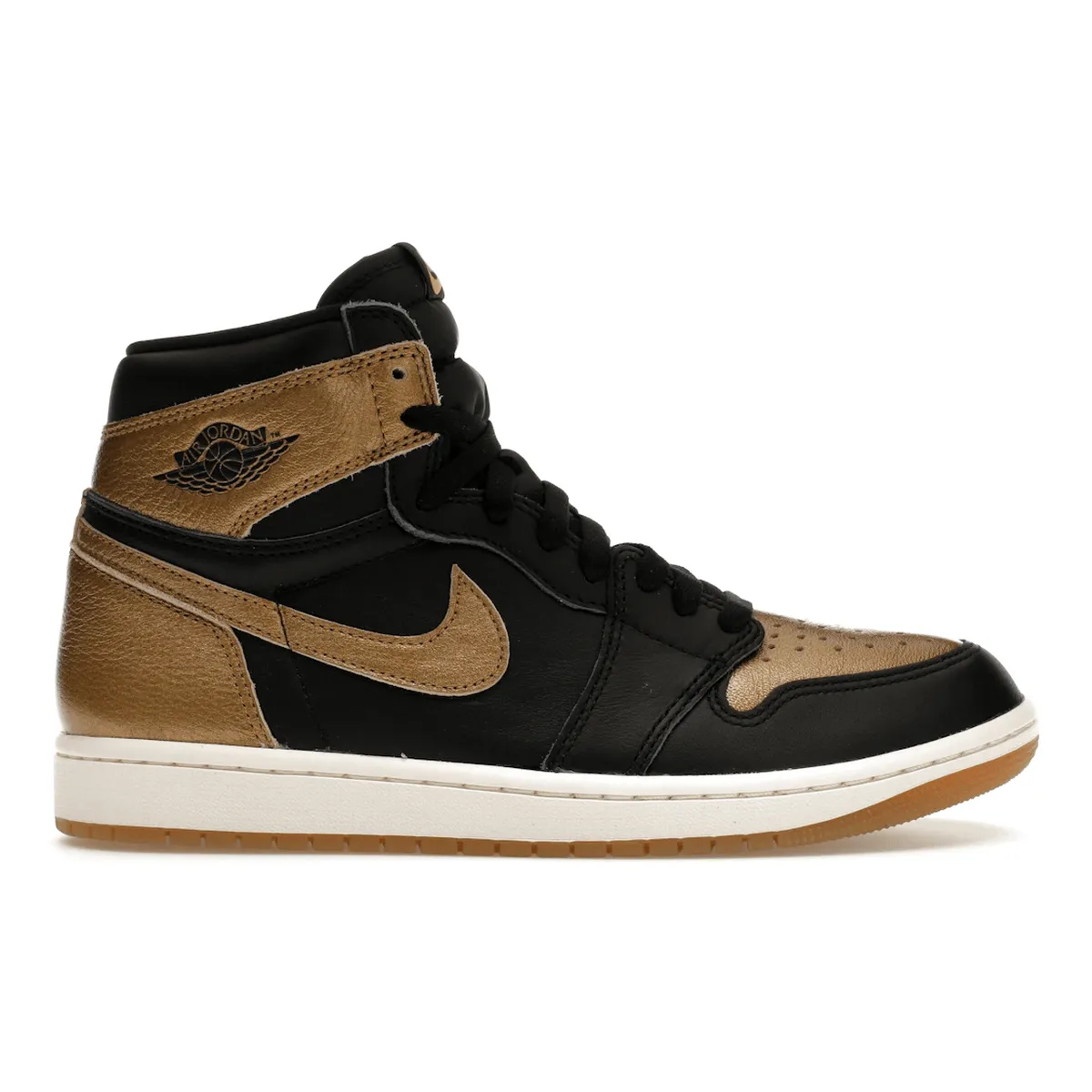Soft Leather Air Jordan 1 Retro High OG Black Metallic Gold