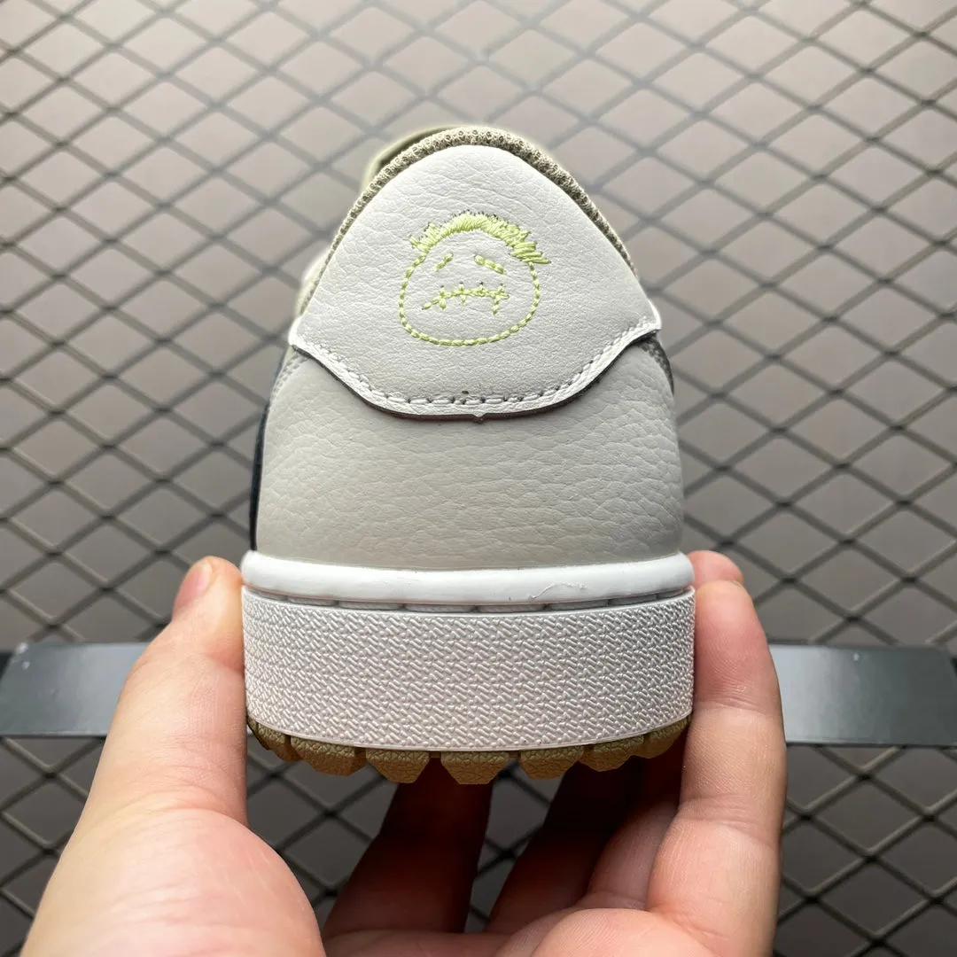 AJ1 Low Travis Scott Golf Neutral Olive luxe feel