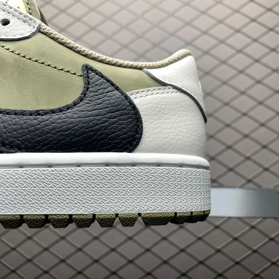 AJ1 Low Travis Scott Golf Neutral Olive luxe feel
