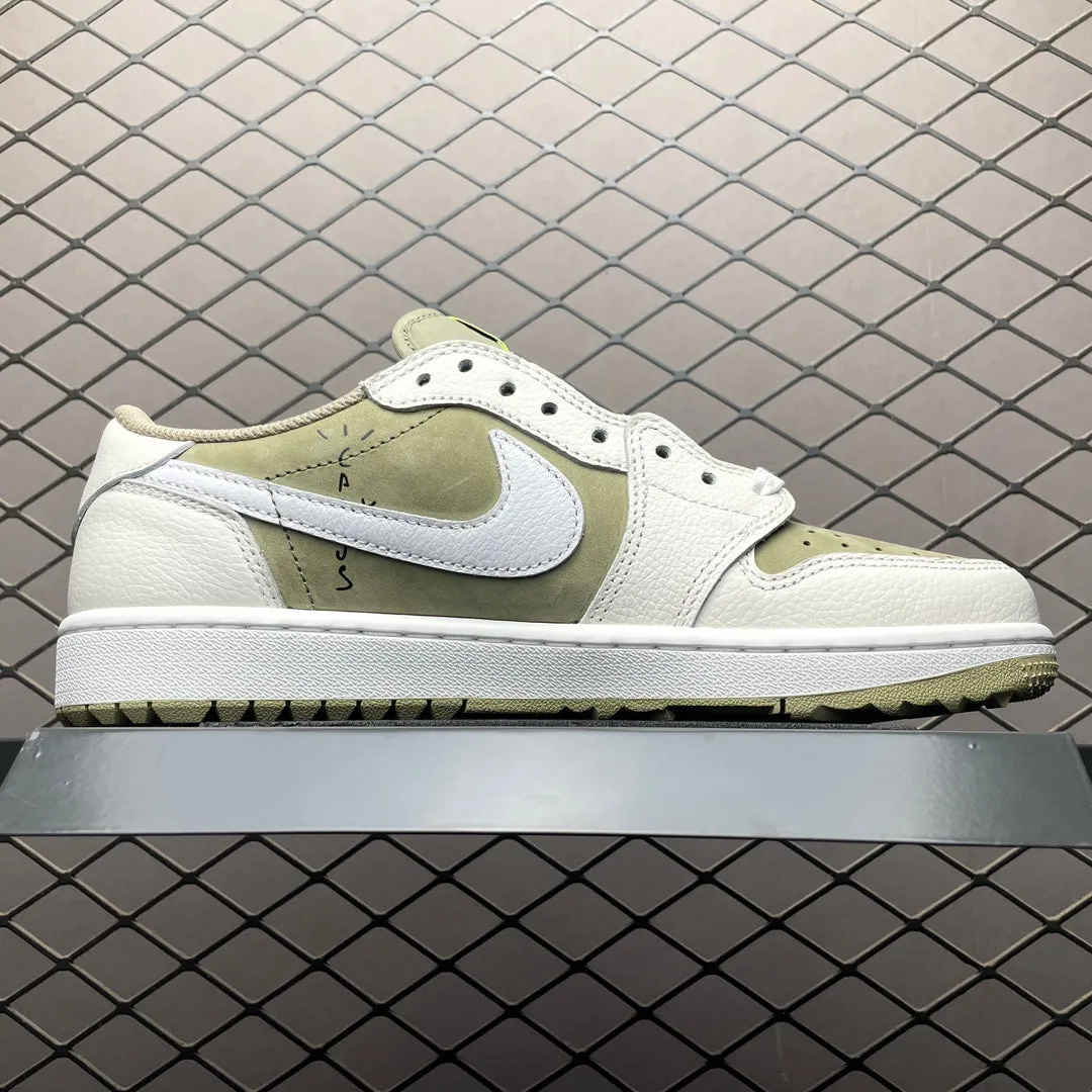 AJ1 Low Travis Scott Golf Neutral Olive luxe feel