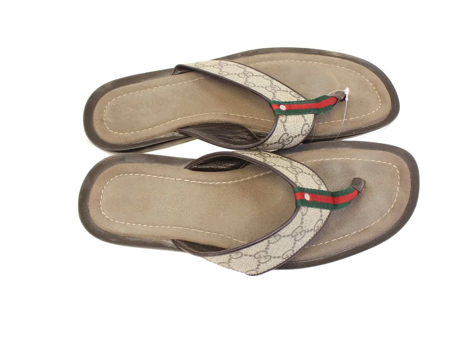 All-day Comfort Gucci GG Supreme Men's Leather Flip Flops sandals Size 9 G 202762