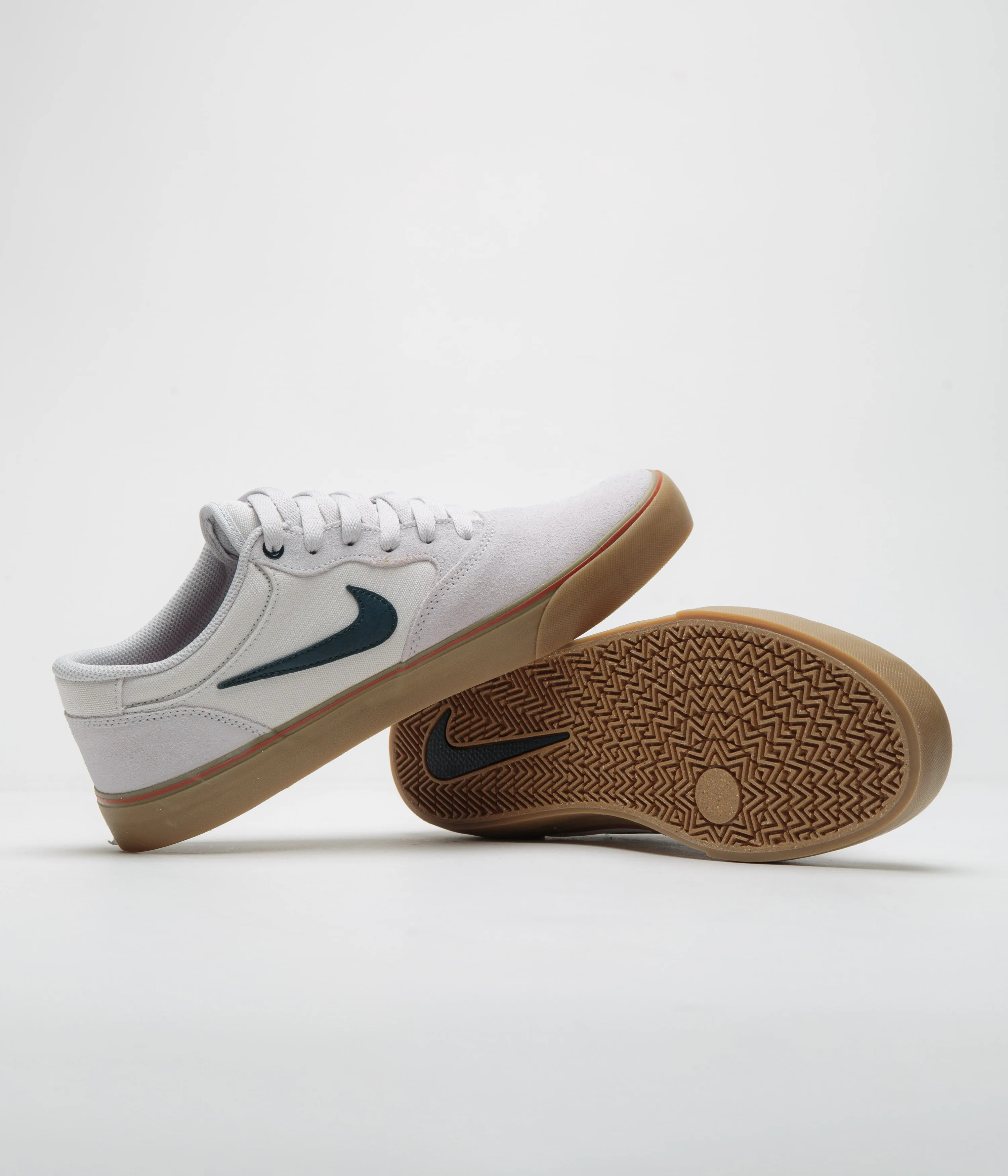 Nike SB Chron 2 Shoes in Vast Grey and Armory Navy and Dark Russet