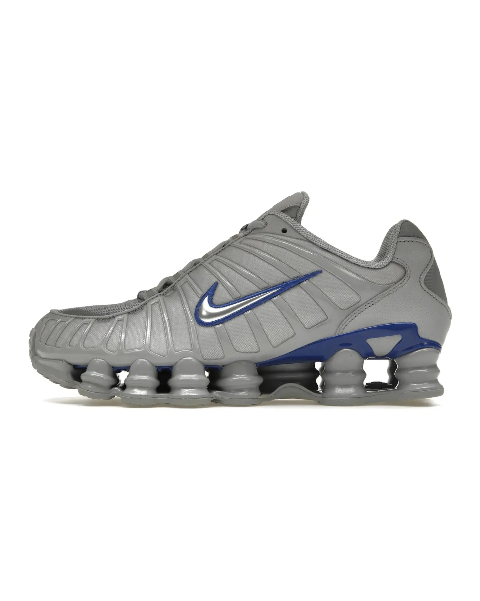 fluorescent shoes ensure safety Nike Shox TL Wolf Grey Metallic Silver Blue
