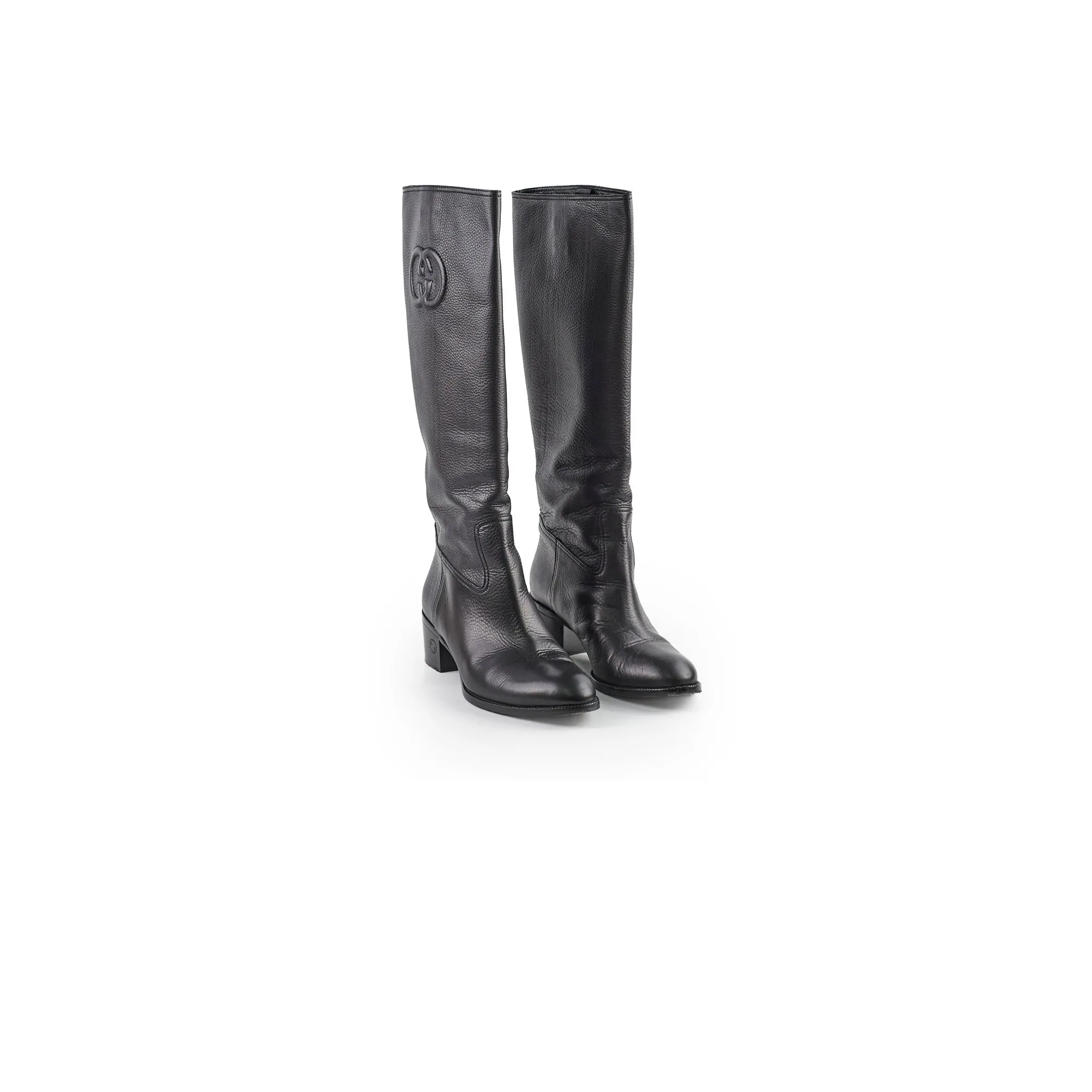 Anti Fatigue Gucci GG Knee High Heeled Boots Black 38