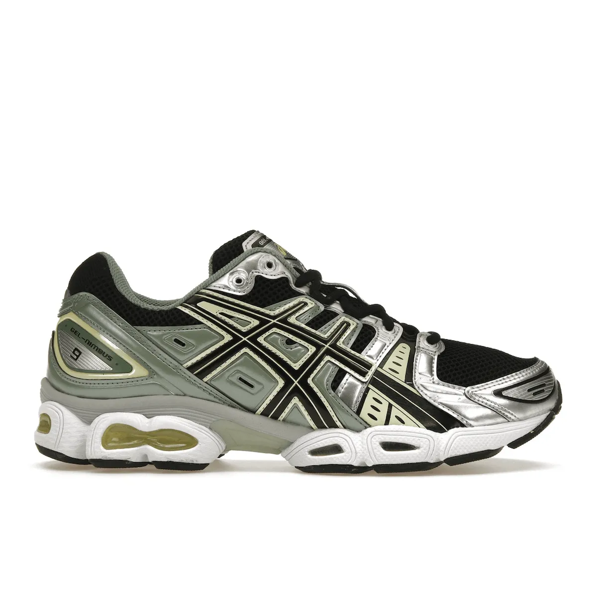 Vital Step ASICS Gel-Nimbus 9 Black Green Yellow Silver
