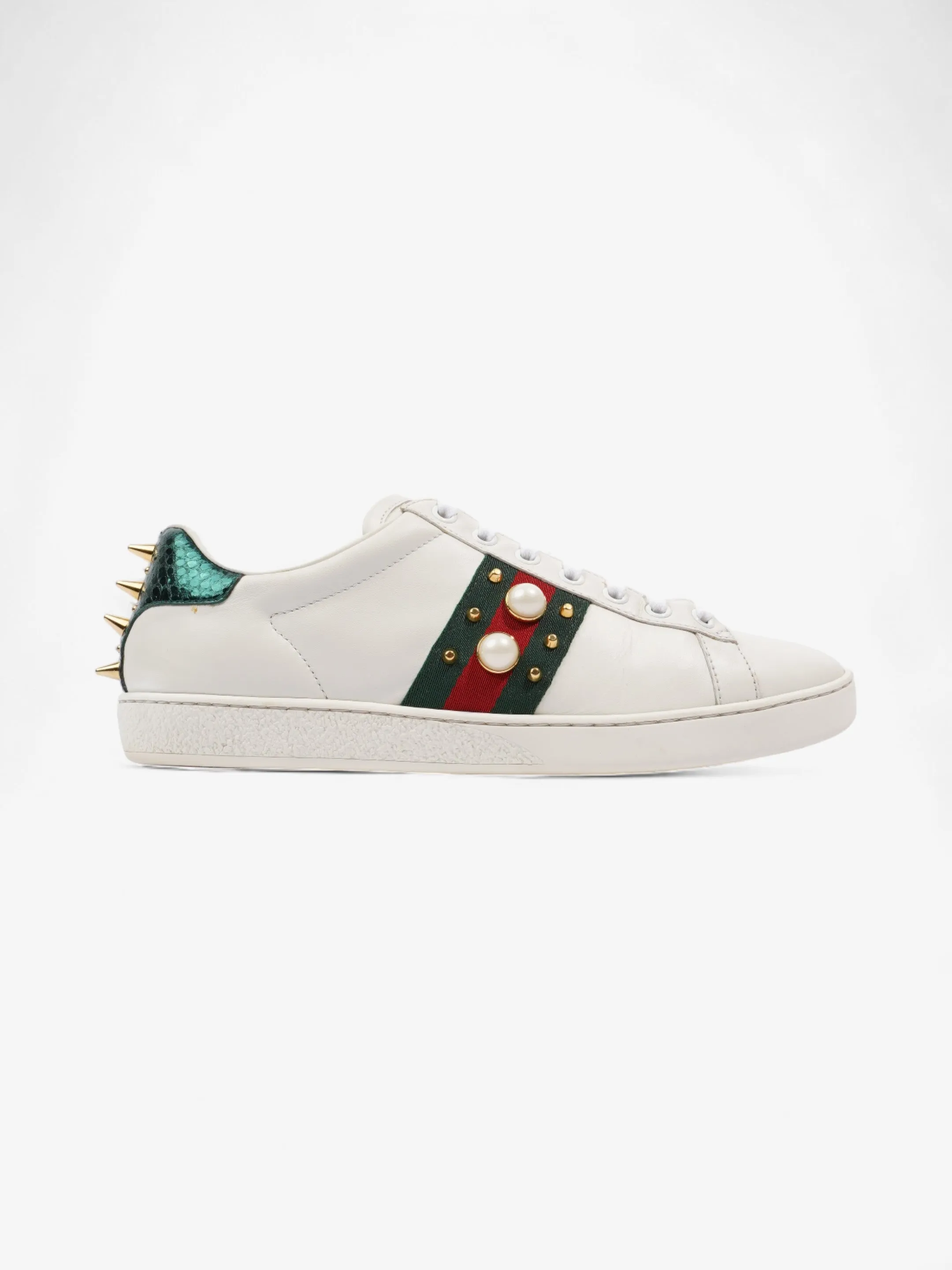Athletic Appeal Gucci Ace Studded Sneakers White / Green / Red Leather EU 38 UK 5