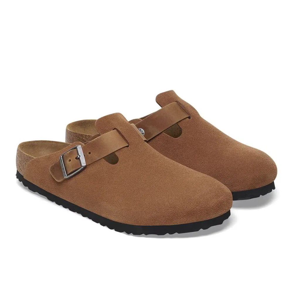 Birkenstock Boston BS Suede "Cognac" Stone-Accent