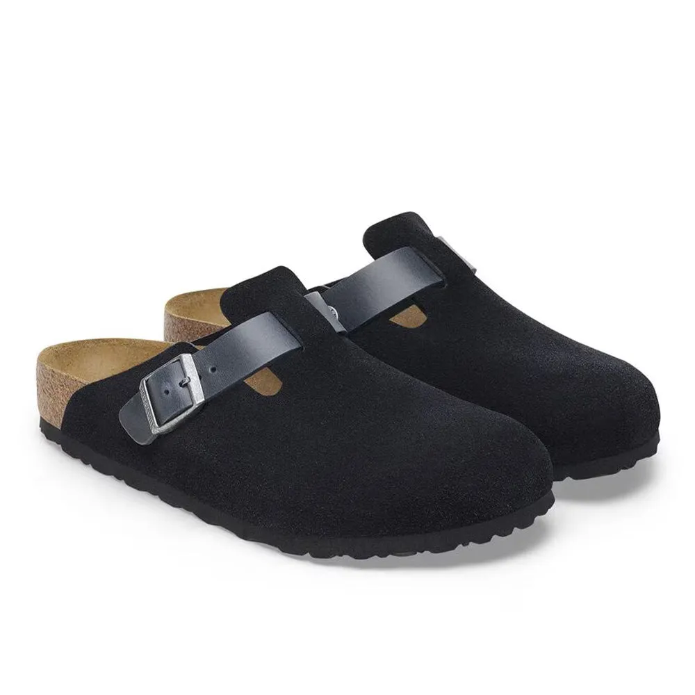 Birkenstock Boston BS Suede "Midnight" Metallic-Heel