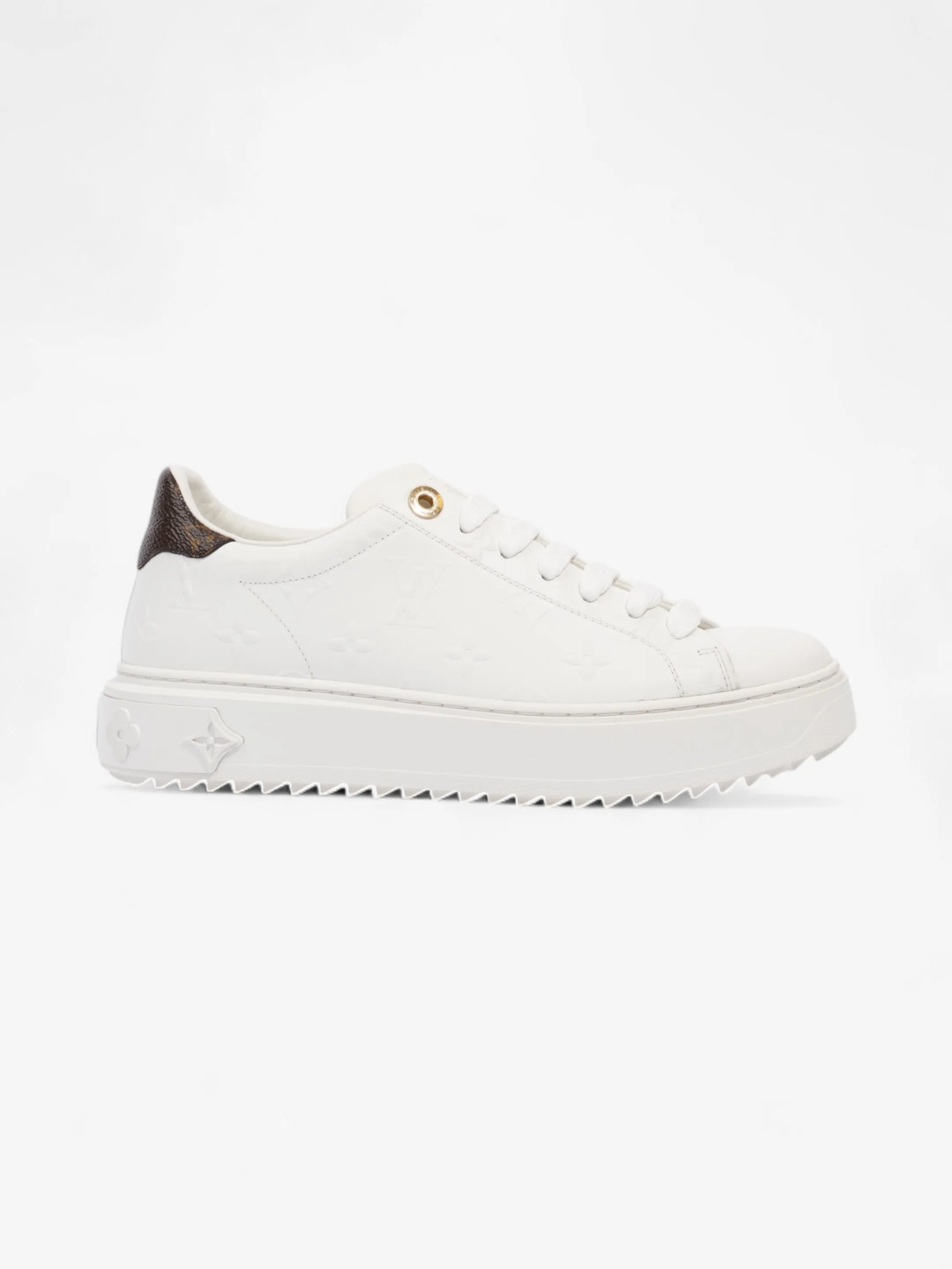 Breathable Ease Louis Vuitton Time Out Sneakers White  / Monogram Leather EU 37 UK 4