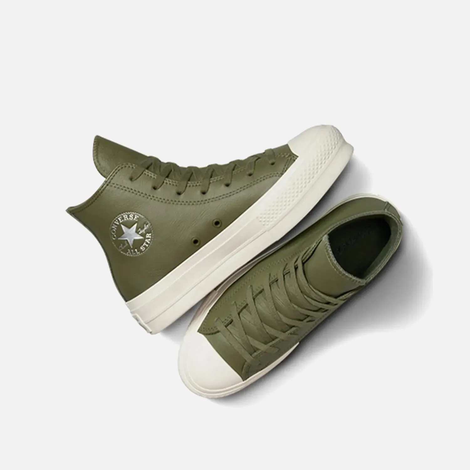 Breathable Ventilation System Women's Converse Chuck Taylor Lift Platform Hi Olive Leather