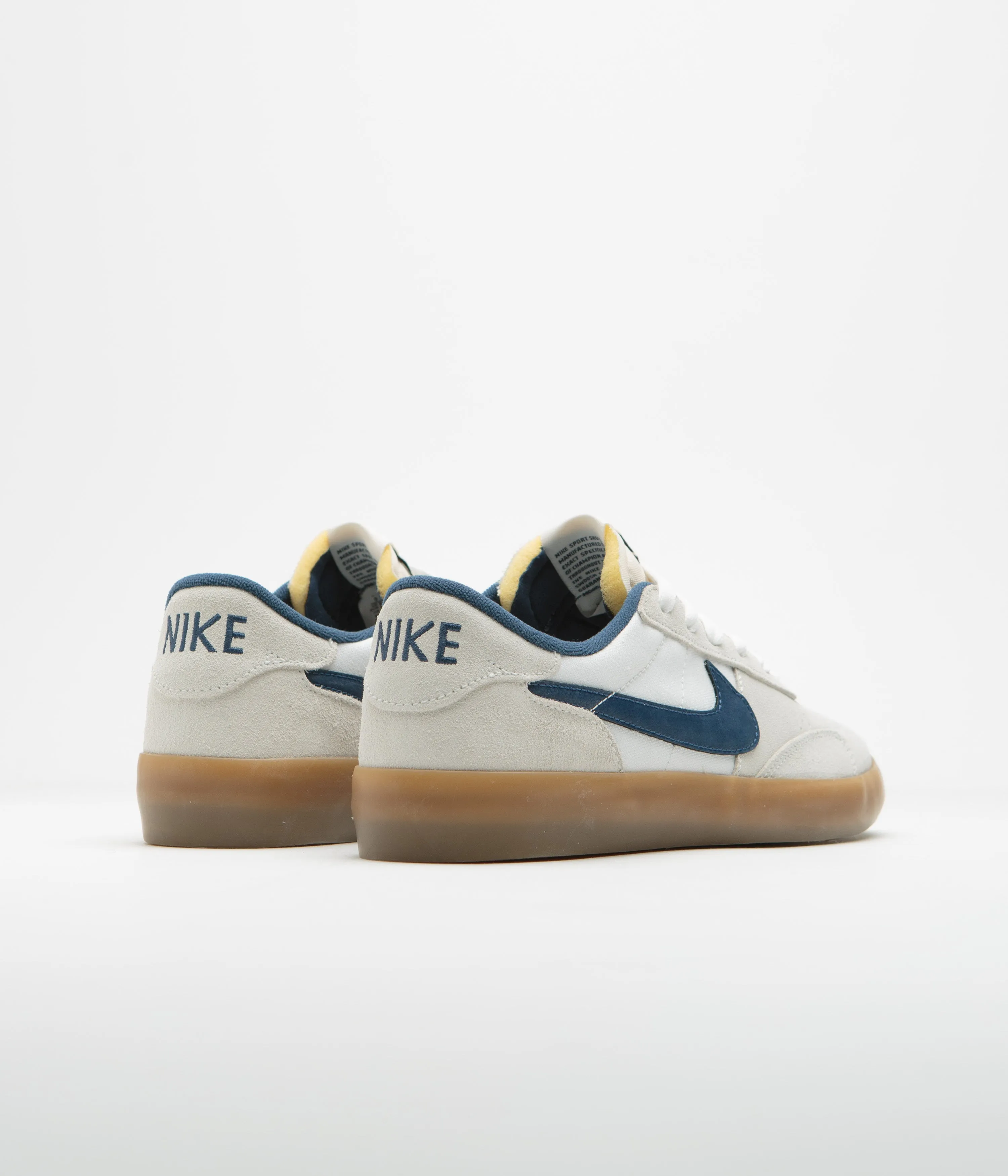 Nike SB Heritage Vulc Shoes in Summit White and Navy and White - Gum Light Brown