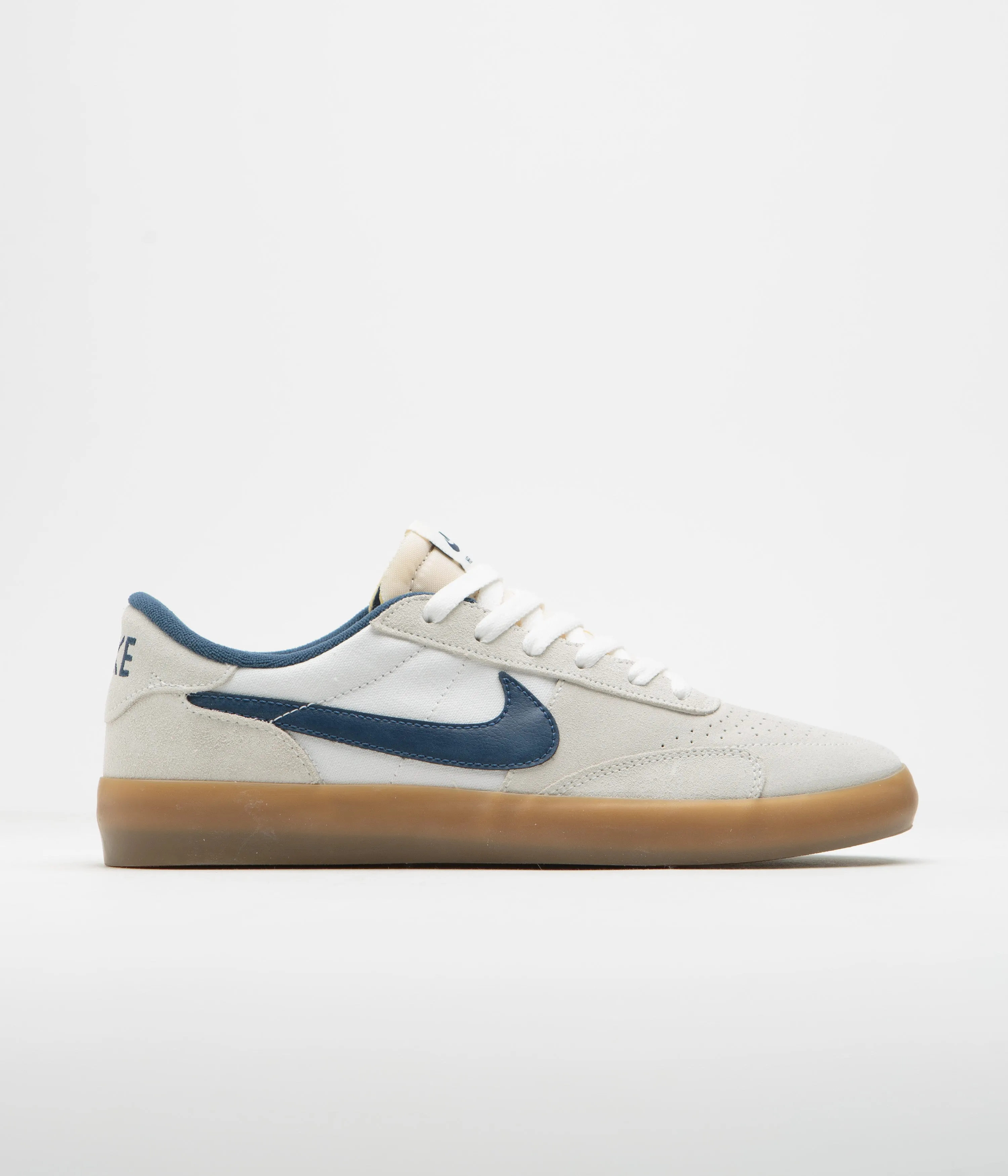 Nike SB Heritage Vulc Shoes in Summit White and Navy and White - Gum Light Brown