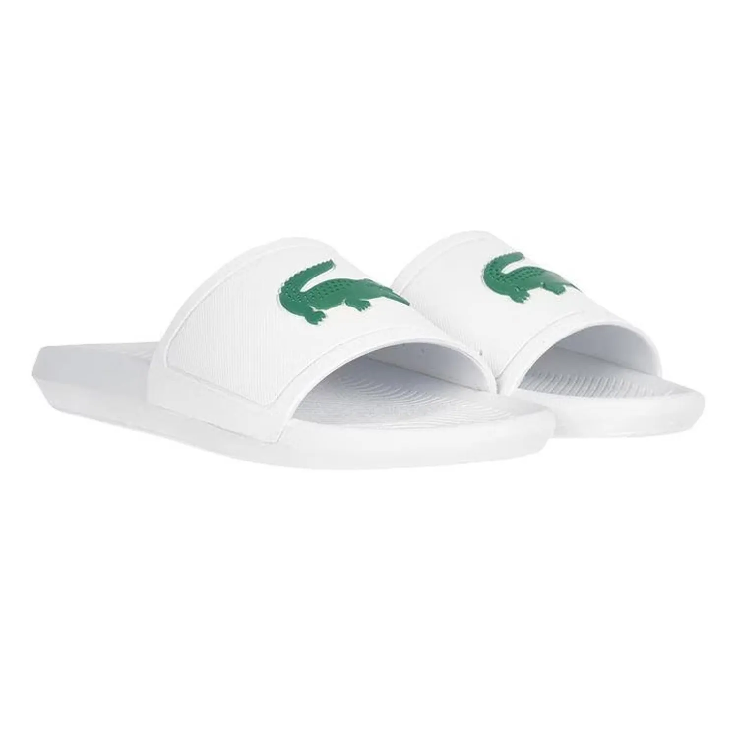 Brushed-Metal Men's Lacoste Croco Slides White