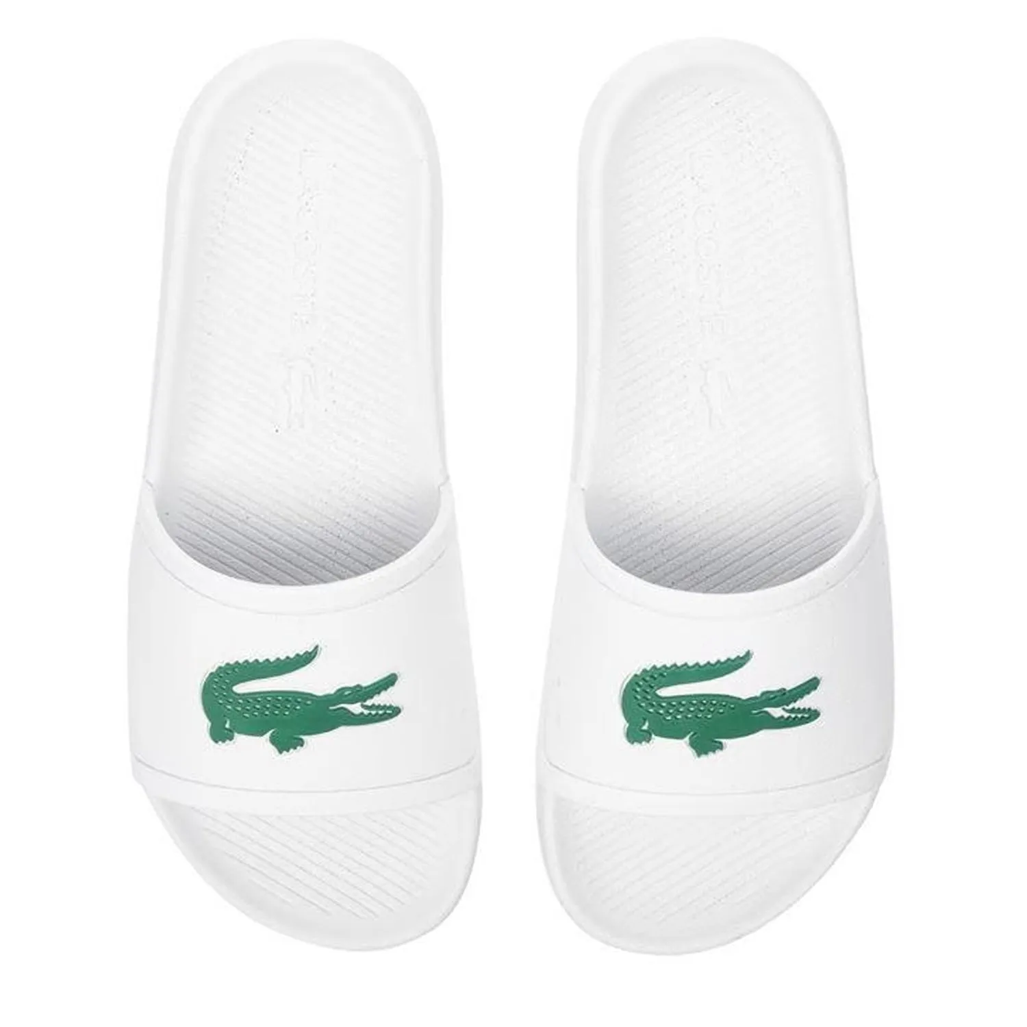 Brushed-Metal Men's Lacoste Croco Slides White