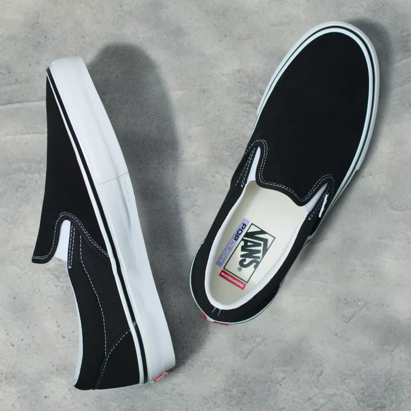 Built-In Support Vans Skate Slip-On Shoe - Black/White