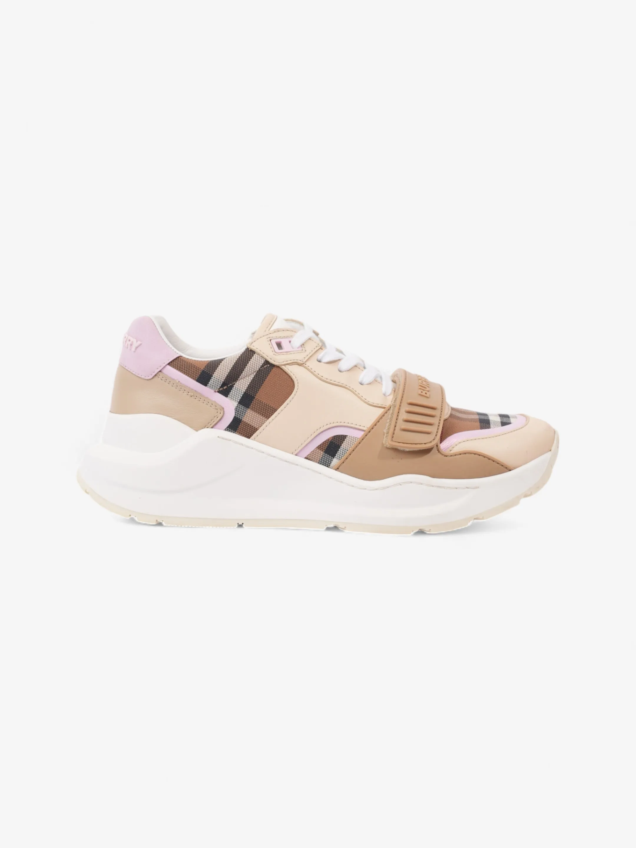 Burberry Ramsey Sneakers Beige  / Pink / Brown Canvas EU 40 UK 7 Soft Upper
