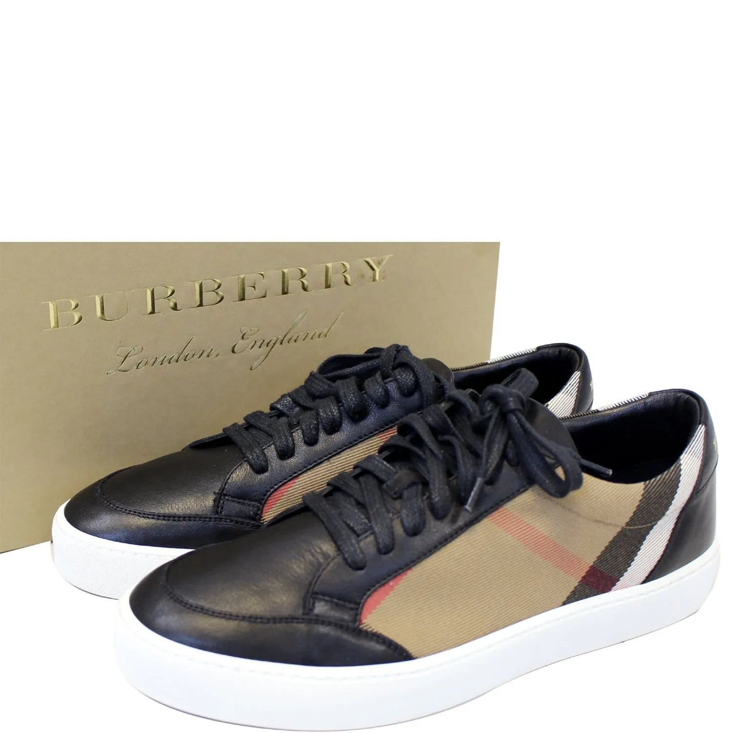 Burberry Salmond House Check Leather Sneakers Size 39 Ultra-Luxury