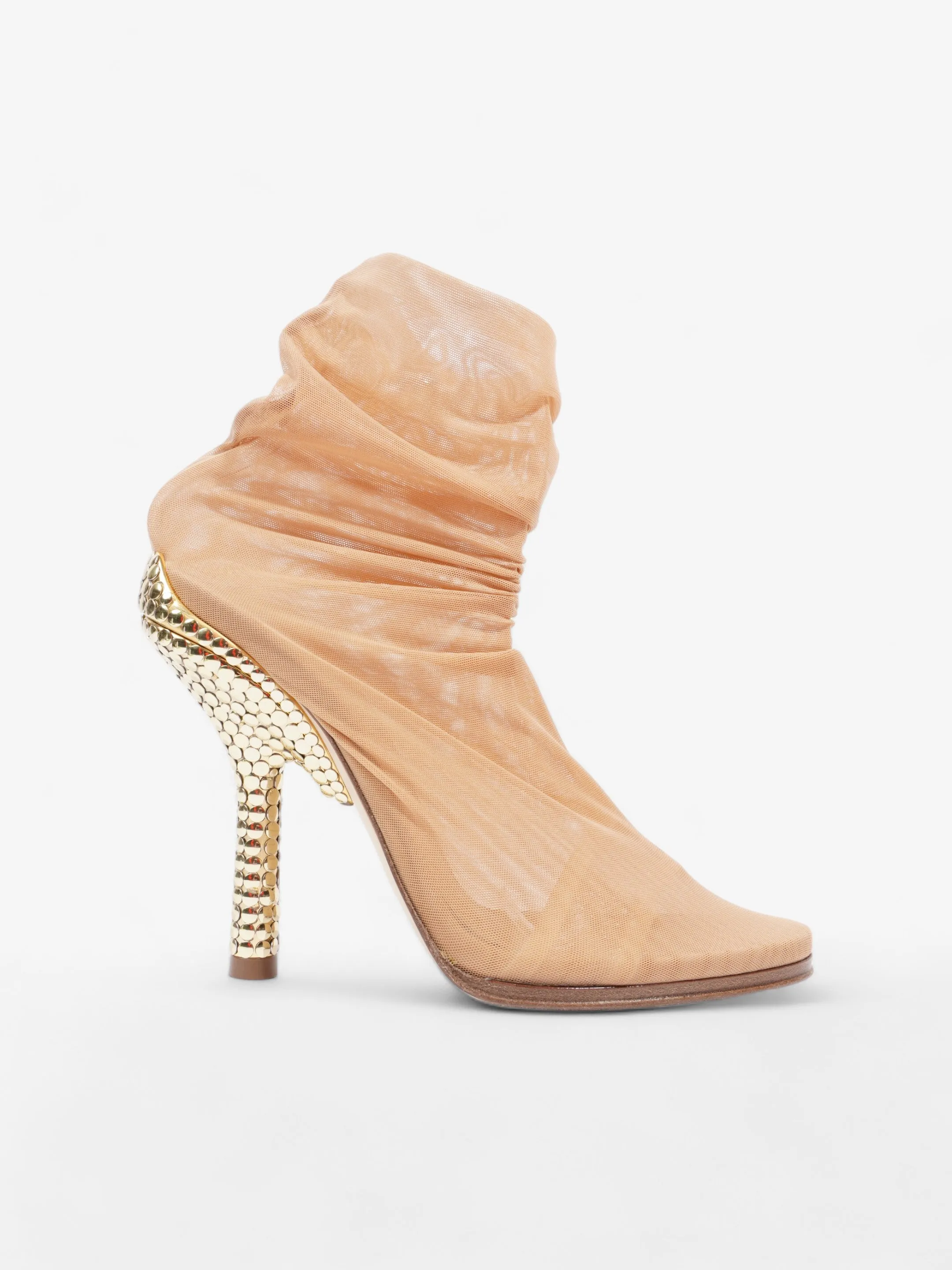 Burberry Sock Style Ankle Boot 120 Nude Fabric EU 38 UK 5 Rugged Sole