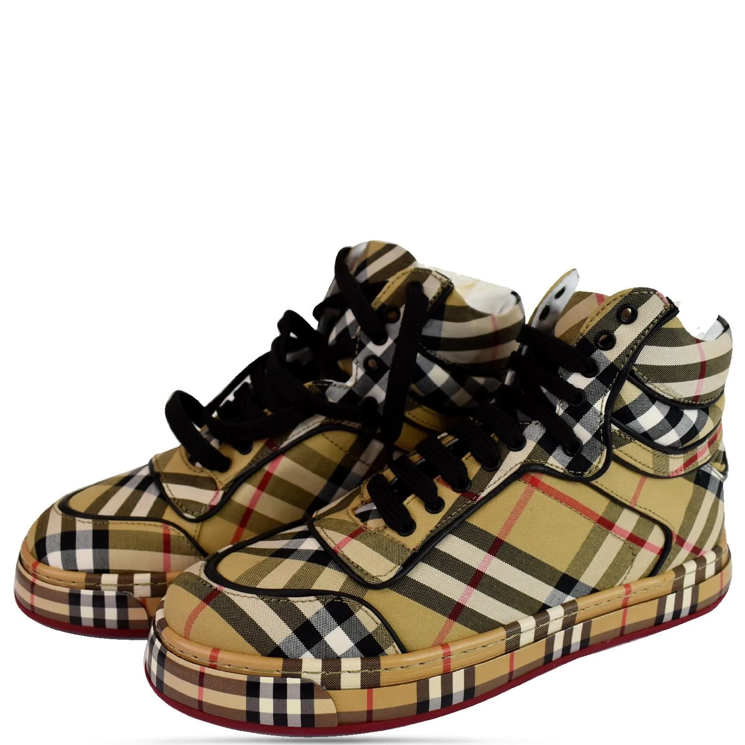 BURBERRY Vintage Check Cotton High-Top Sneakers US 7.5 All-Day Support