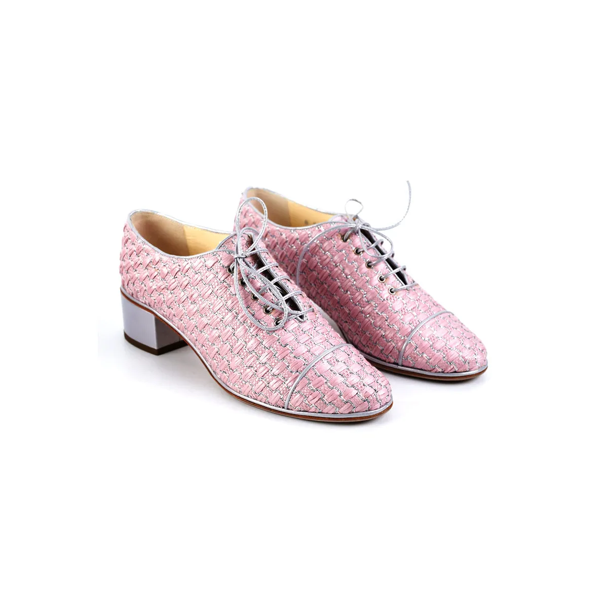 Cable-Knit Chanel Woven Pink Shoes 38