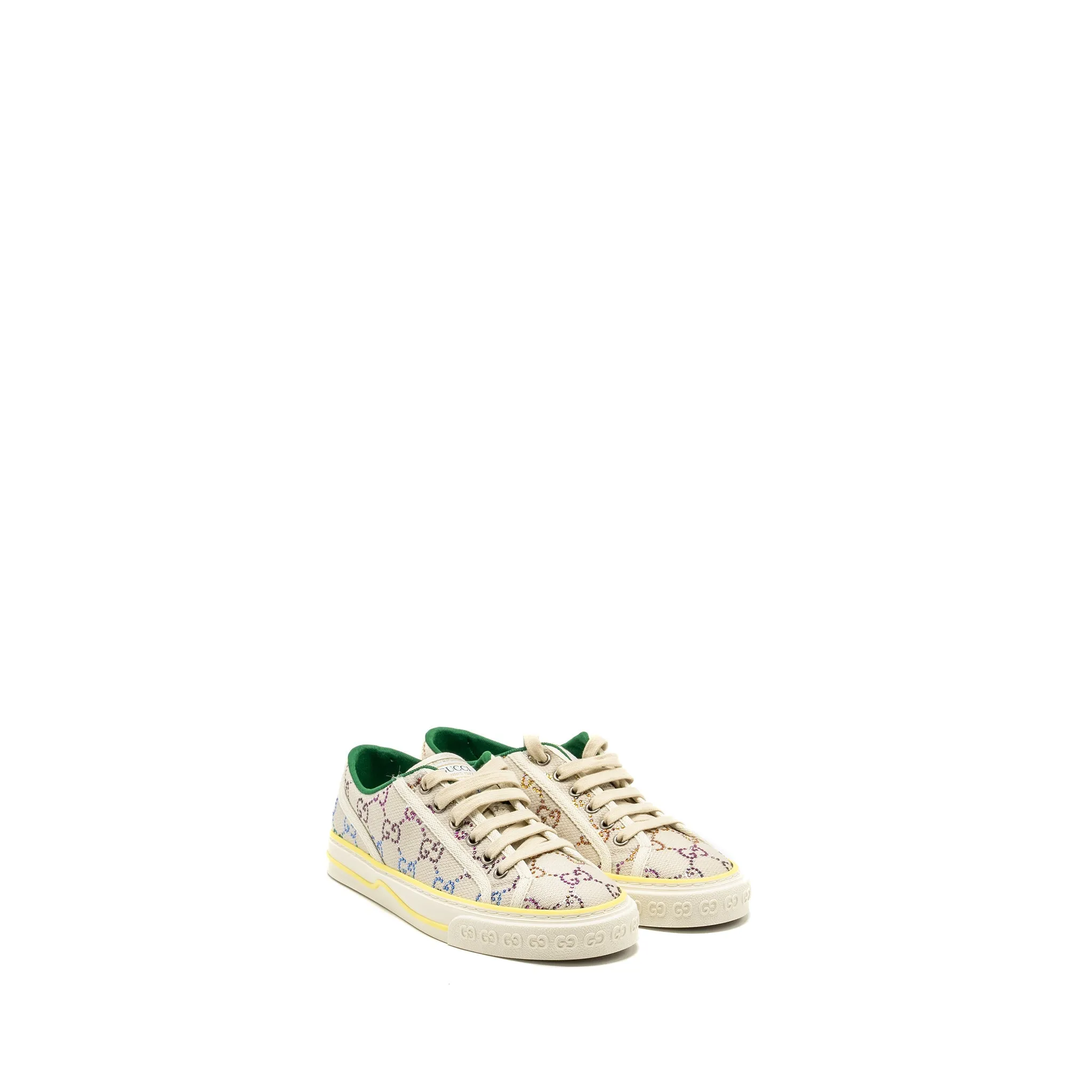Casual Ease Gucci Size 37.5 Tennis 1977 Sneaker Canvas/ Crystal Multicolour