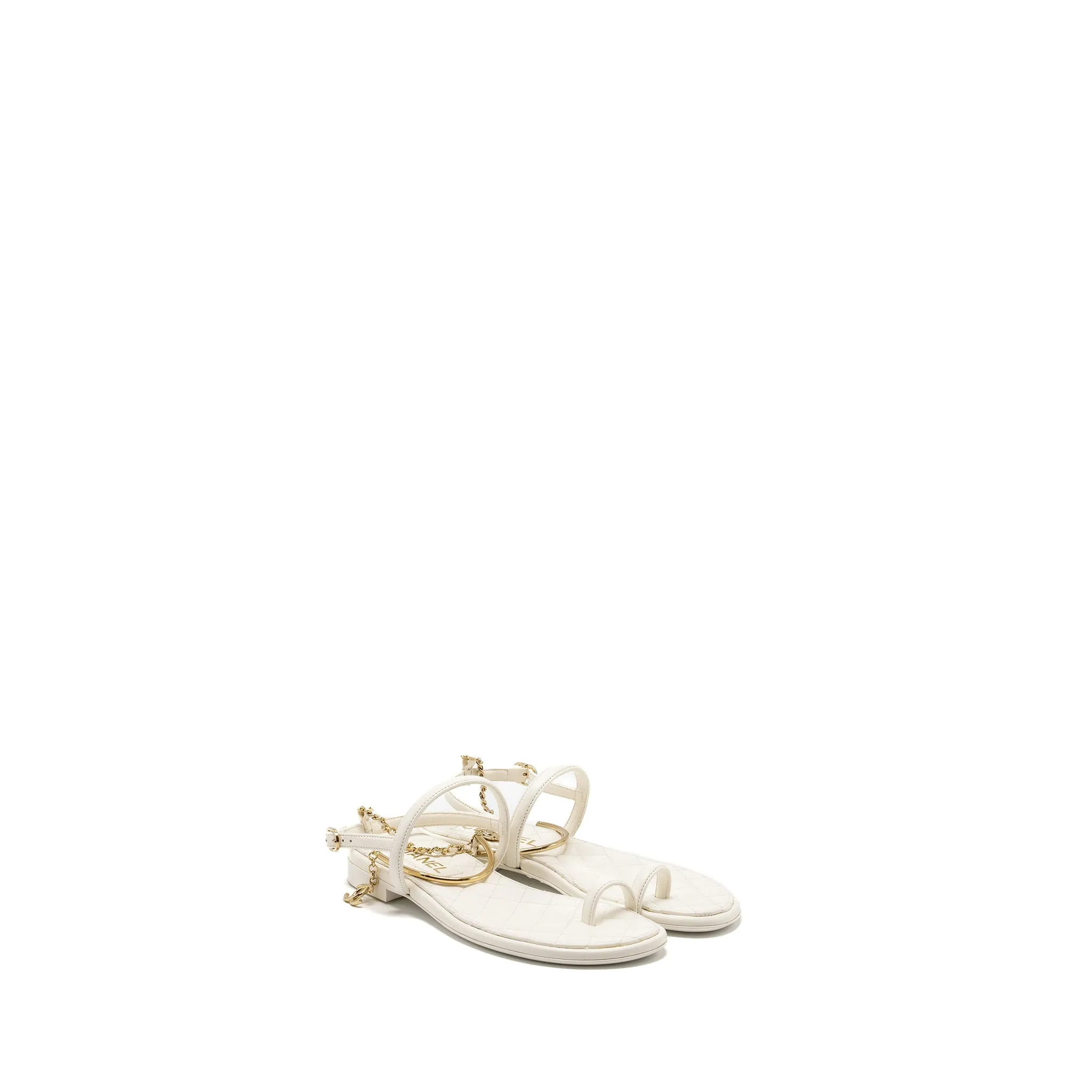 Chanel 22S Size 36 Camellia Sandals Lambskin White Stunning Platforms